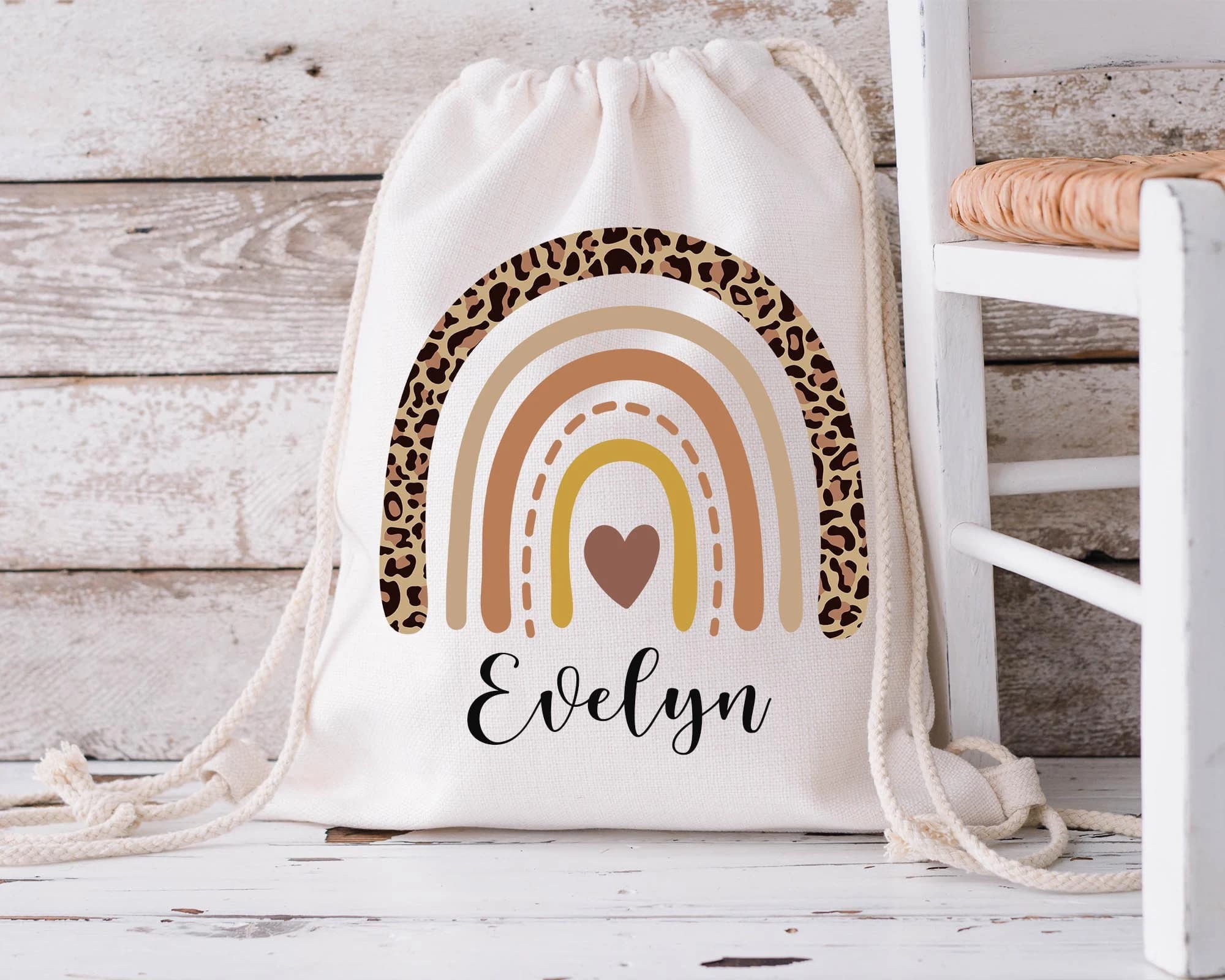 Personalised Gym Bag Kids, Girls Rainbow Gym Bag, Girls Drawstring Bag, School Bag, Rainbow School PE Bag, Rainbow Pump Bag, Nursery Bag - image 5