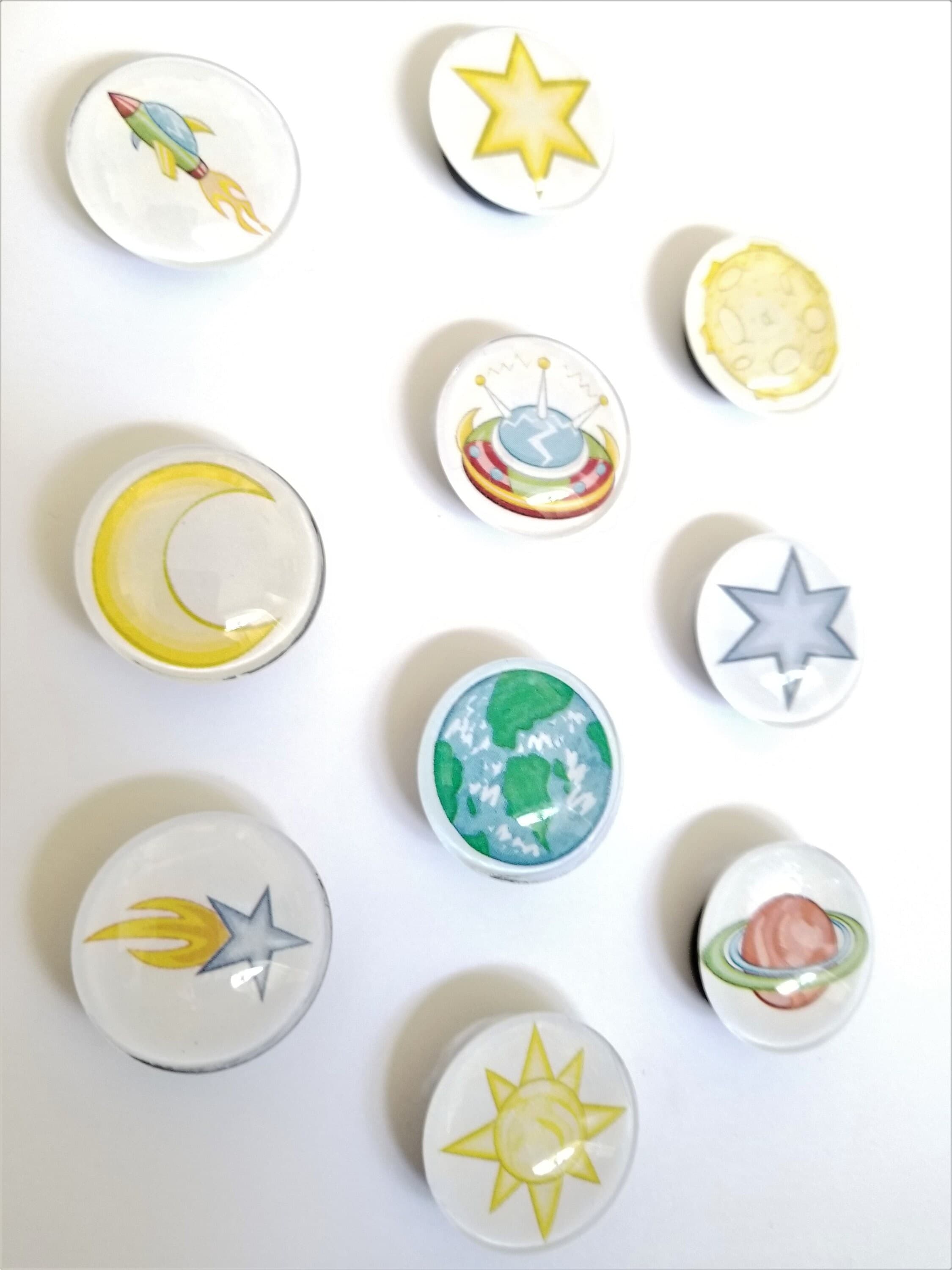 Space Theme Glass Magnets, Planets, Stars, Handmade (Set of 10) - image 4