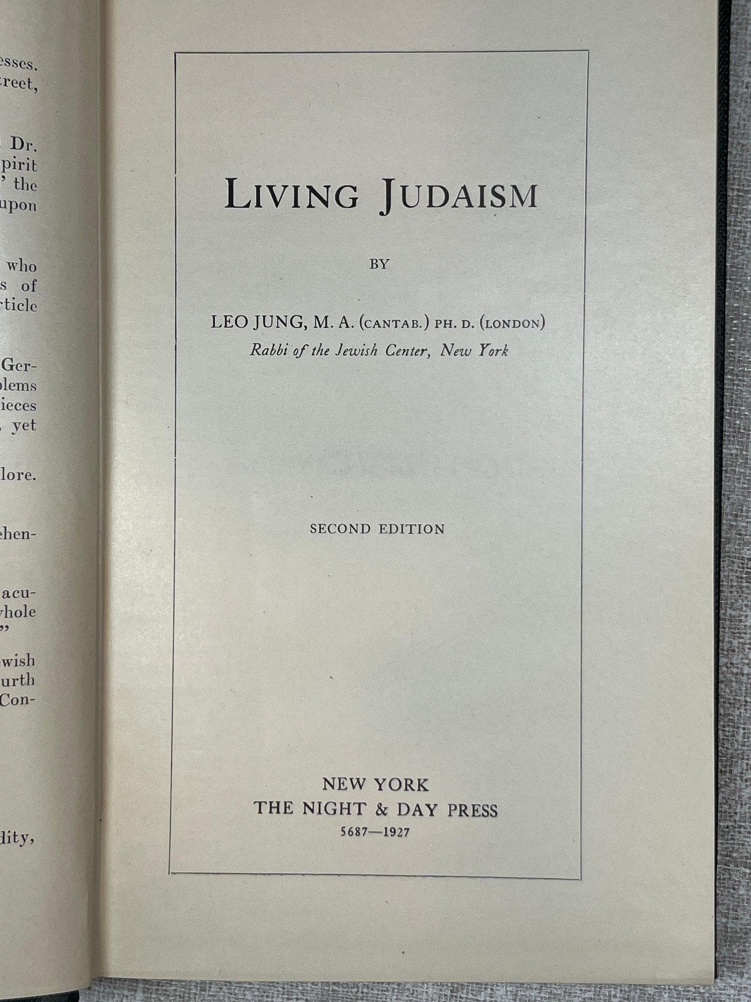 Title page of Living Judaism