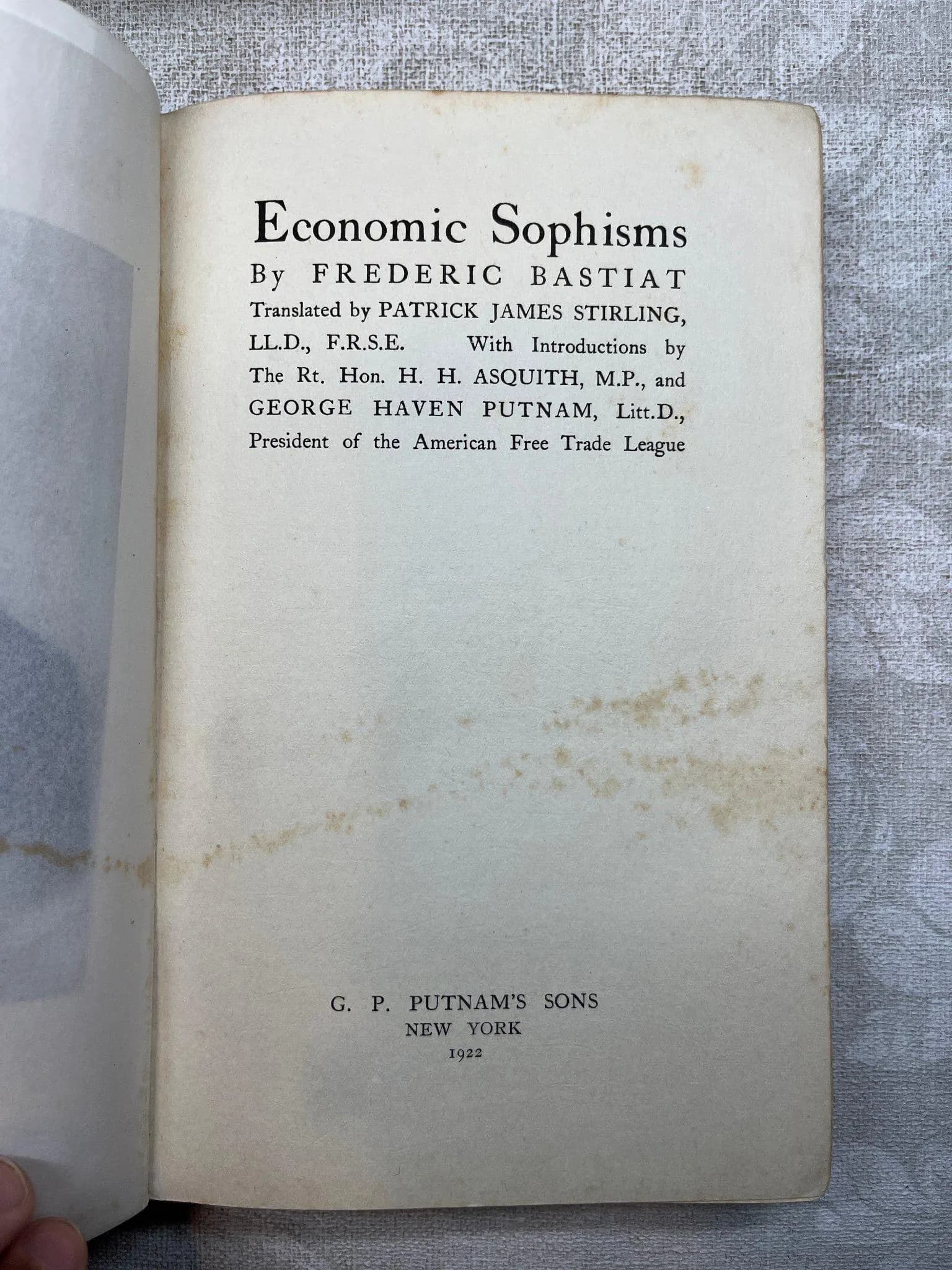 Title page of Economic Sophisms