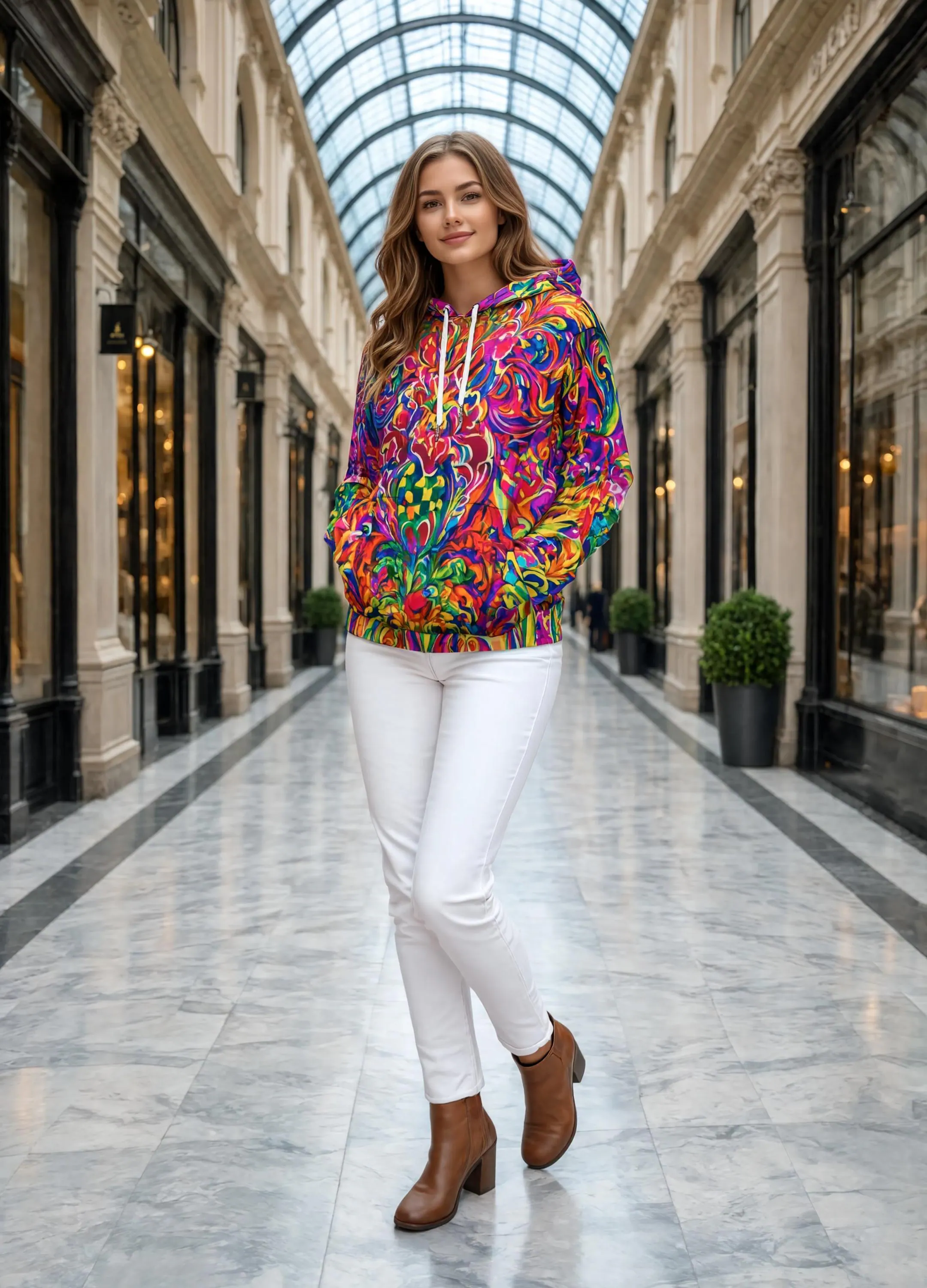 Women's Graphic Hoodie Magenta Feather Carnavali - image 5
