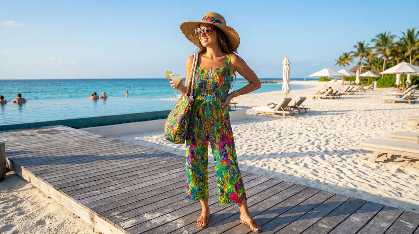 Women's overalls Strap jumpsuit Green Feather Carnavali