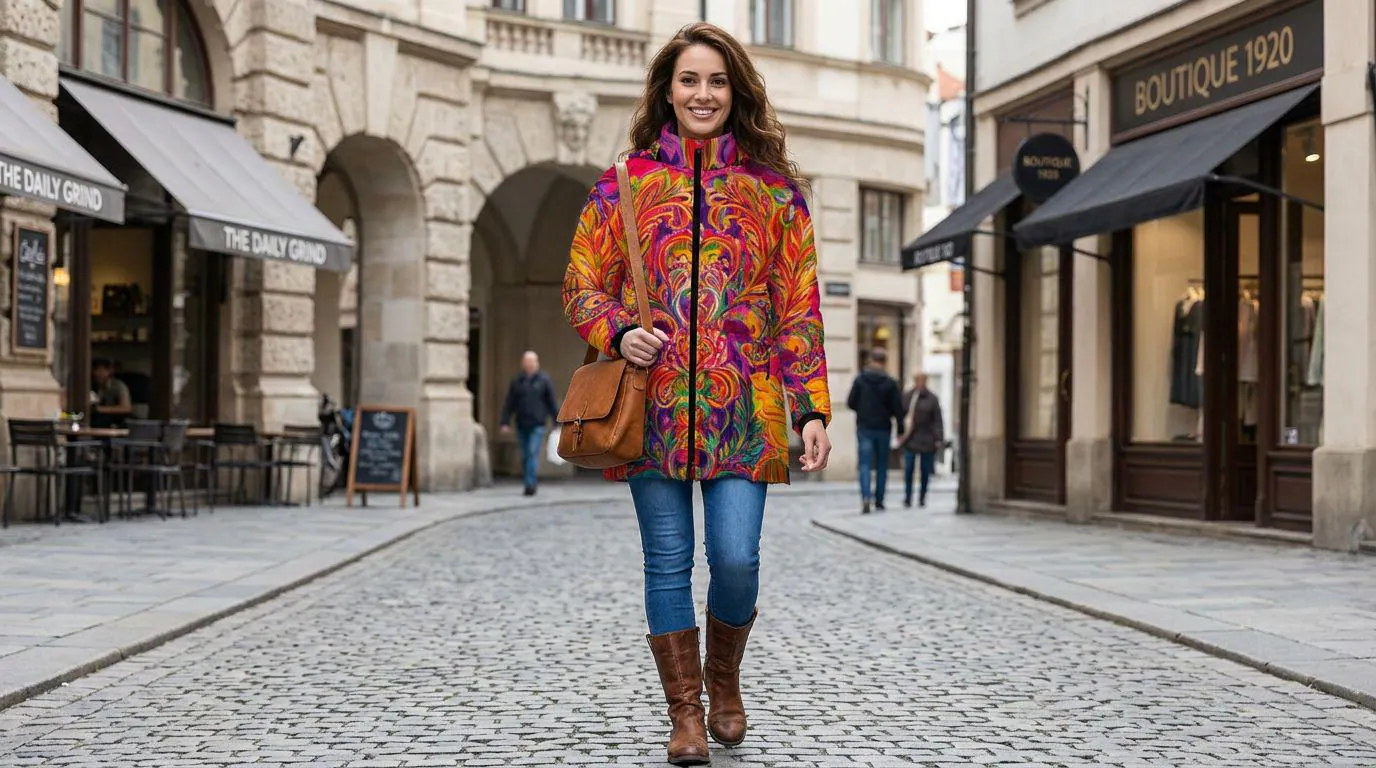 Winter Quilted Long-Sleeve Hooded Outerwear Magenta Orange Feather Carnavali - image 4