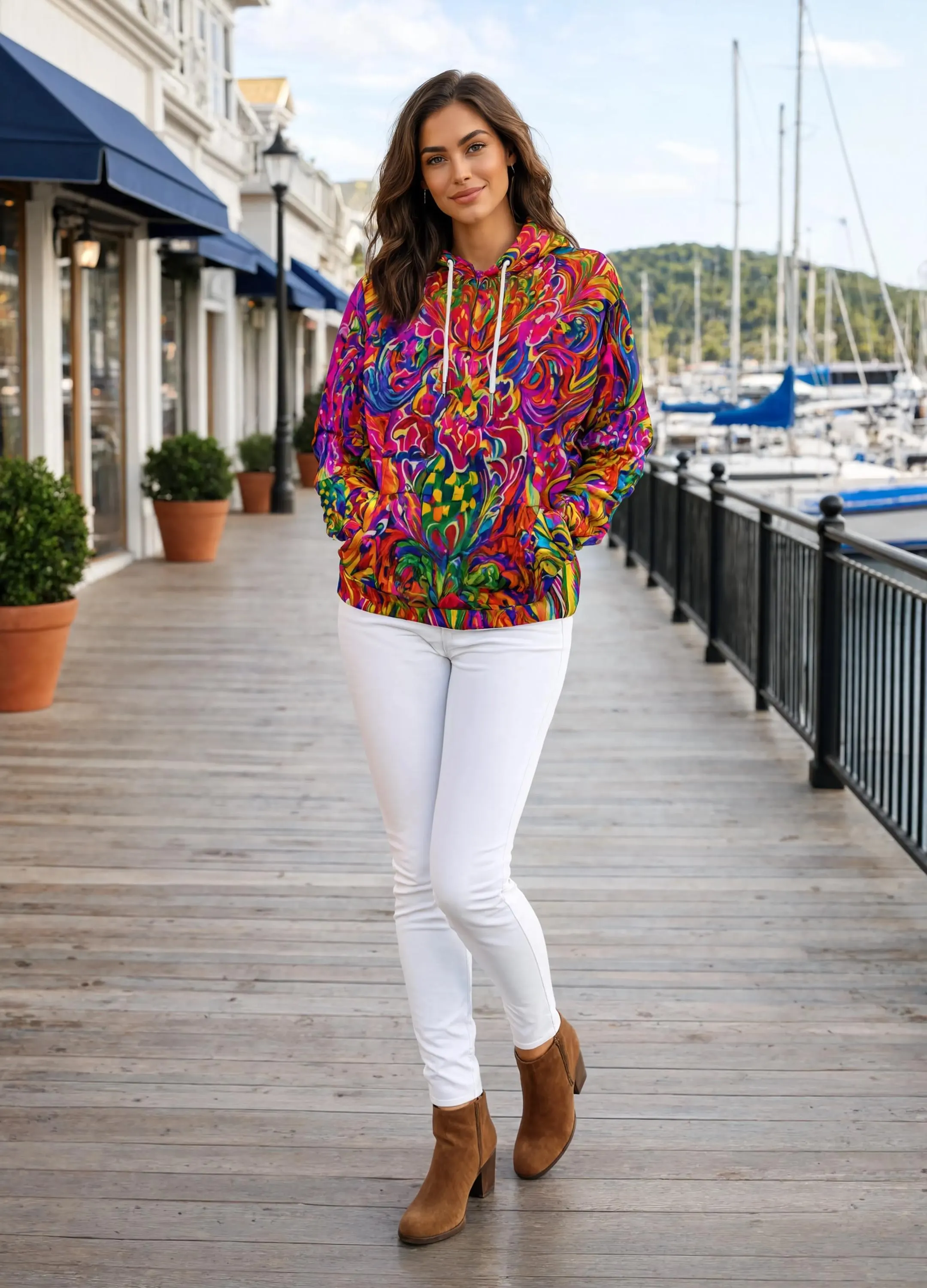 Women's Graphic Hoodie Magenta Feather Carnavali - image 3