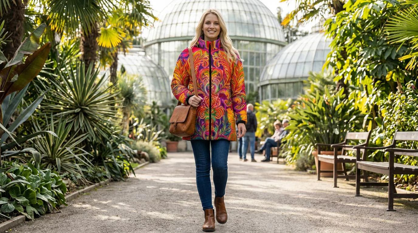 Winter Quilted Long-Sleeve Hooded Outerwear Magenta Orange Feather Carnavali - image 5