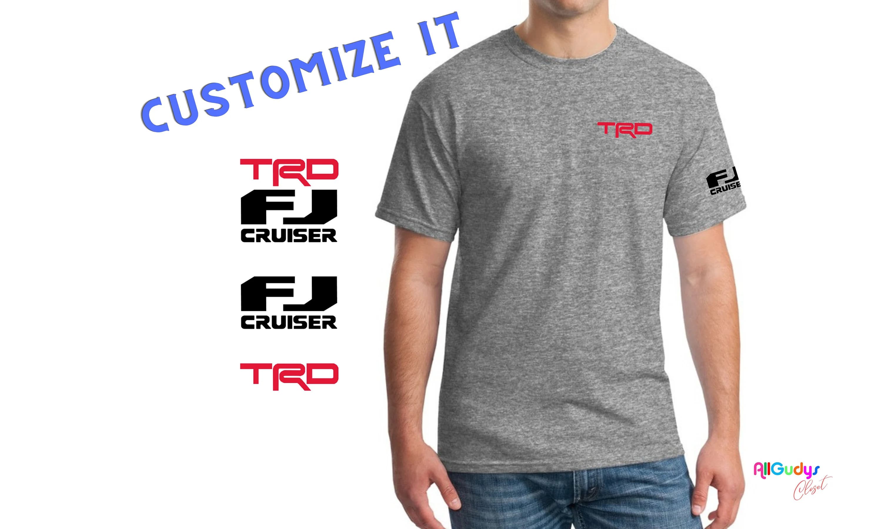 FJ Cruiser t-shirt customizable on Gildan Soft Style shirts, Toyota offroad lover shirts with TRD logo on the left sleeve - image 4