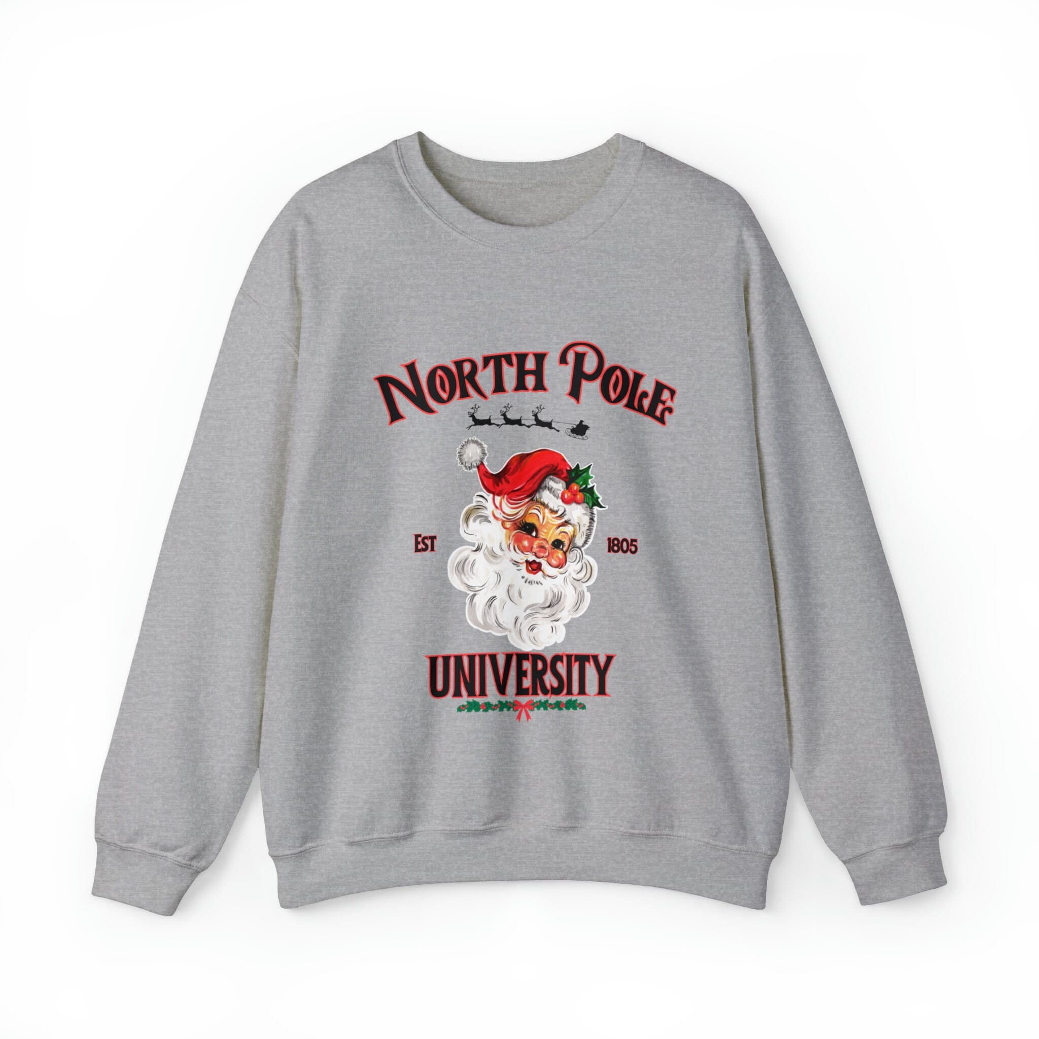 Christmas Santa Sweatshirt Santa Claus Xmas Pullover Holiday Sweater North Pole University Cute Trending Unisex Crewneck Sweatshirt - image 3