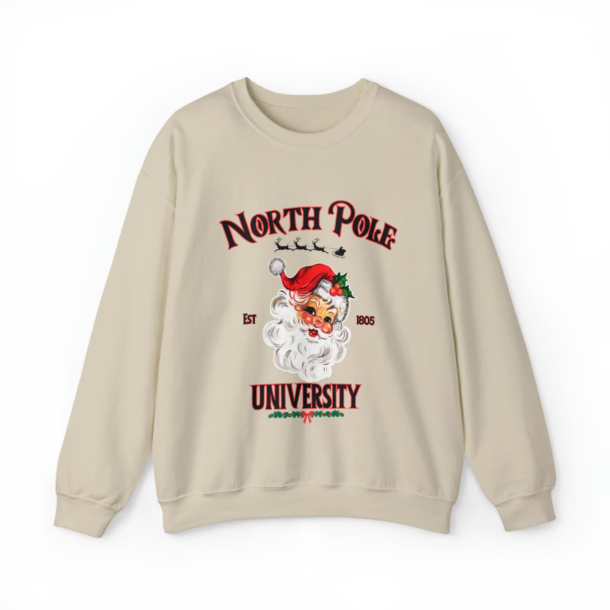 Christmas Santa Sweatshirt Santa Claus Xmas Pullover Holiday Sweater North Pole University Cute Trending Unisex Crewneck Sweatshirt - image 2