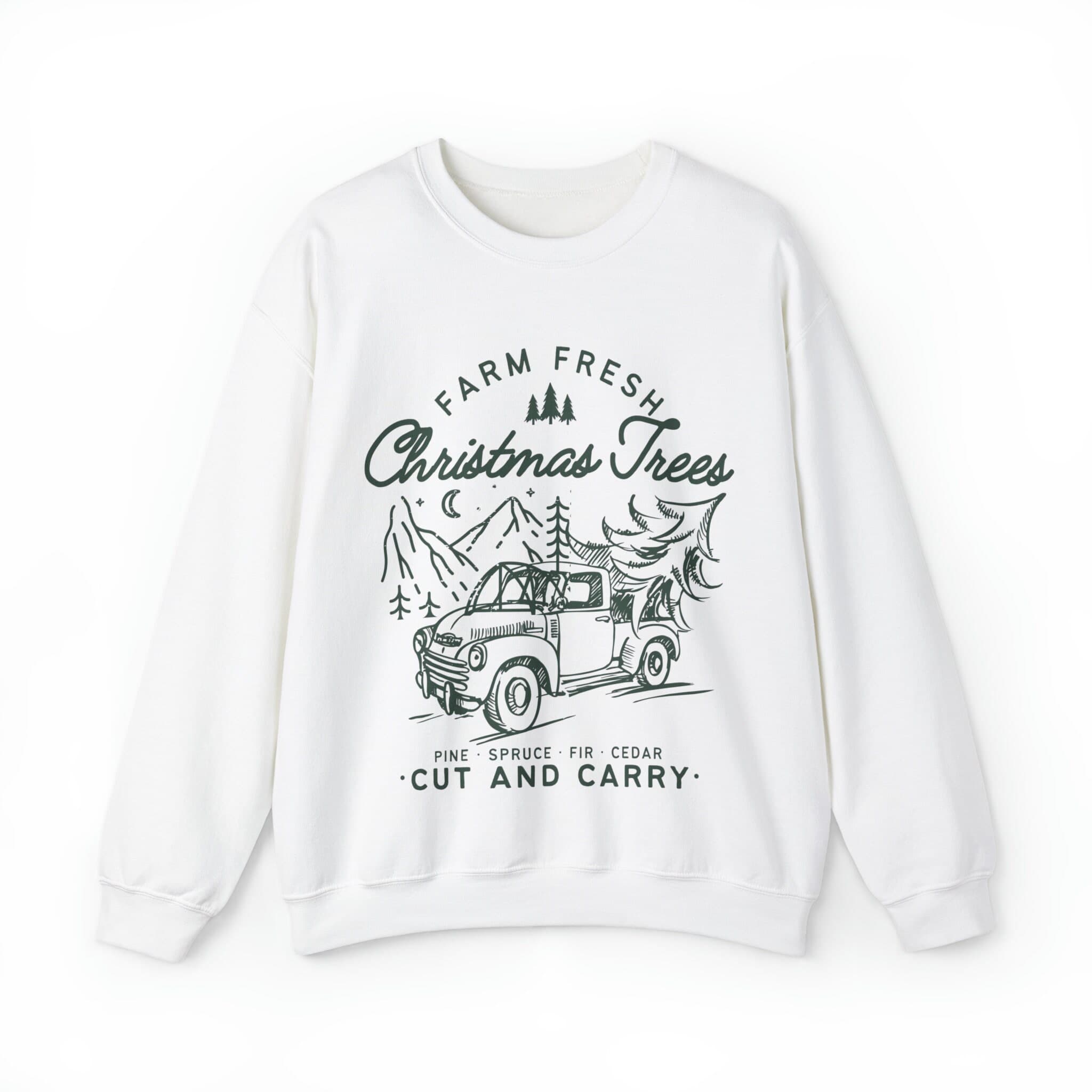 Farm Fresh Christmas Trees Sweatshirt, Christmas Unisex Crewneck Sweatshirt, Pine Spruce Fir, Xmas gift, Christmas present, Christmas gift - image 2