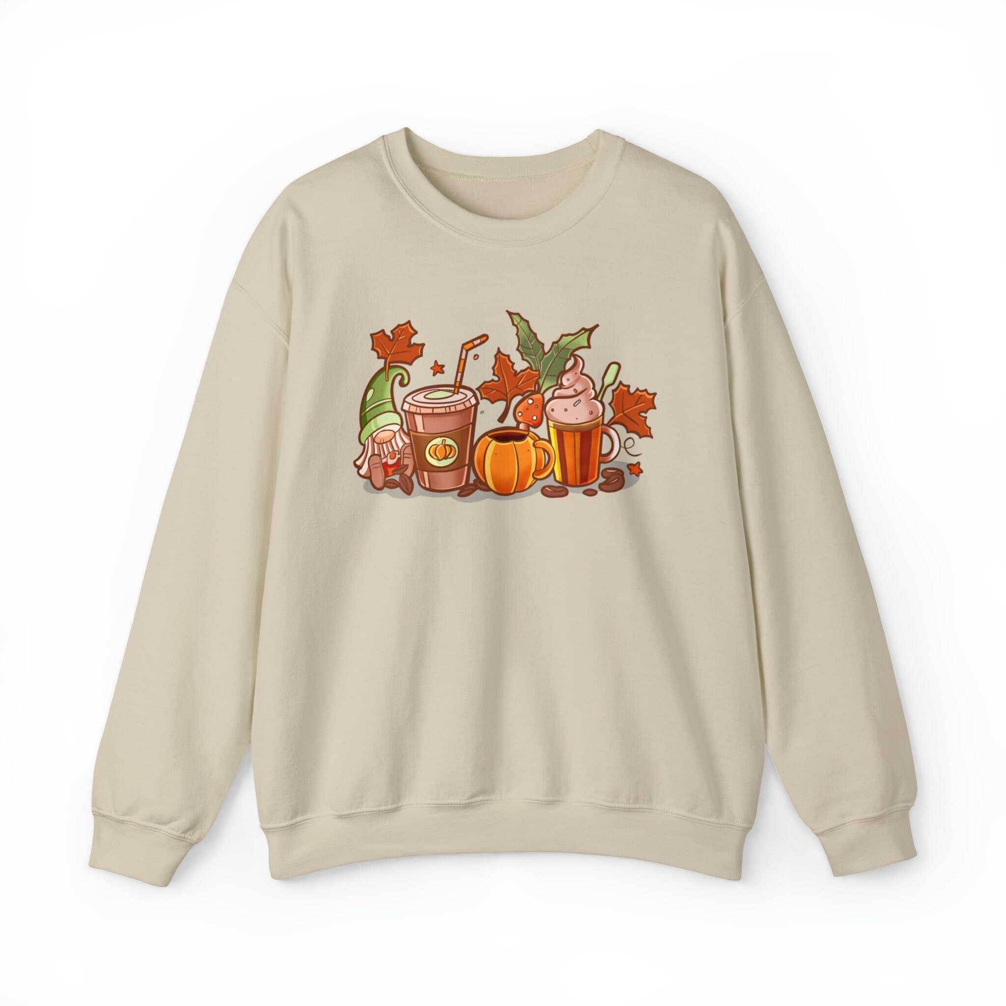 Fall Coffee, Pumpkin Spice, Hot Chocolate, Latte sweatshirt, Unisex Thanksgiving Crewneck Sweatshirt, cozy gnome, trendy drink sweatshirt - image 3