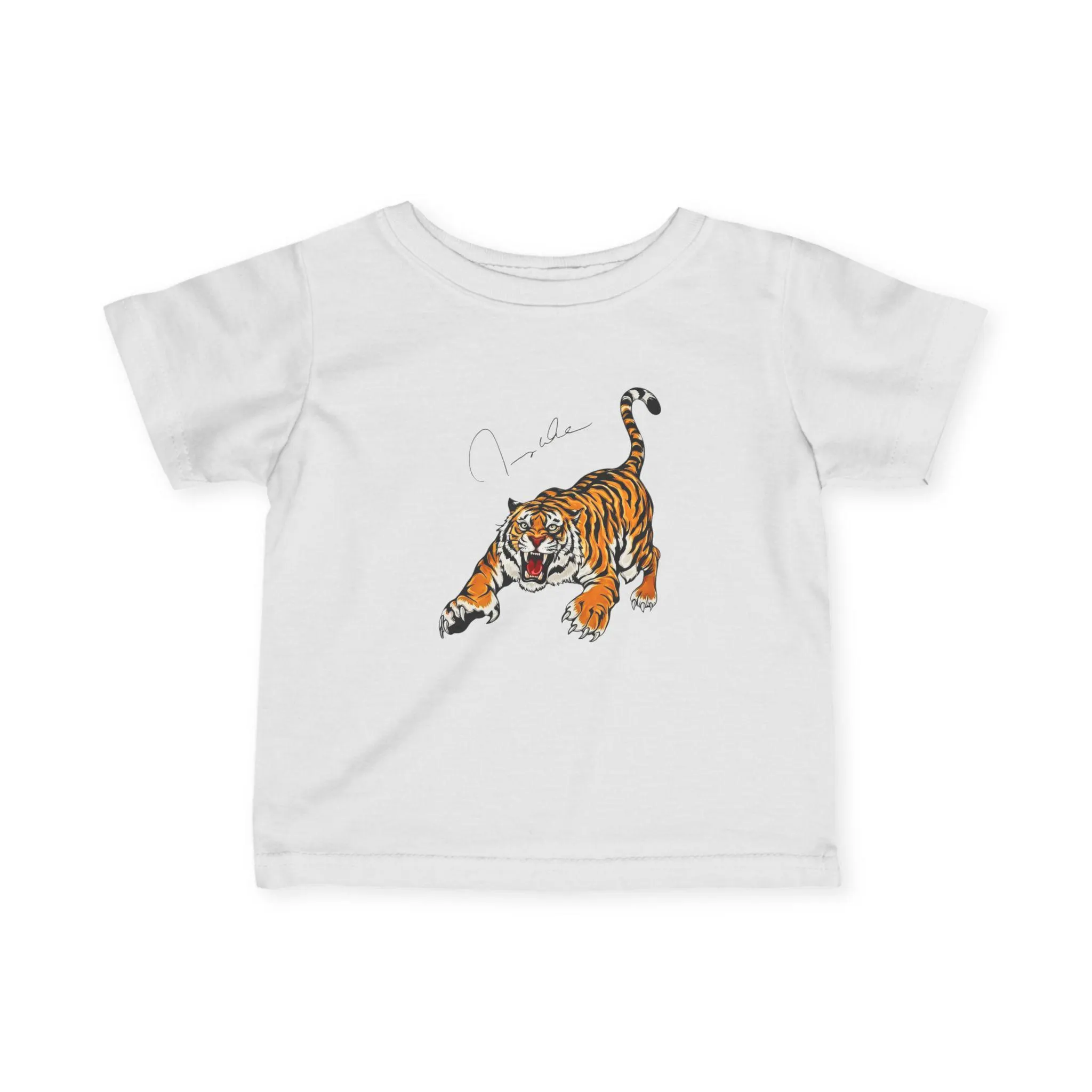 Imran Khan Cornered Tiger Illustration with Imran Khan Autograph printed Tee for Toddler Infant shirt 92 Cricket World Cup Graphic T-Shirt