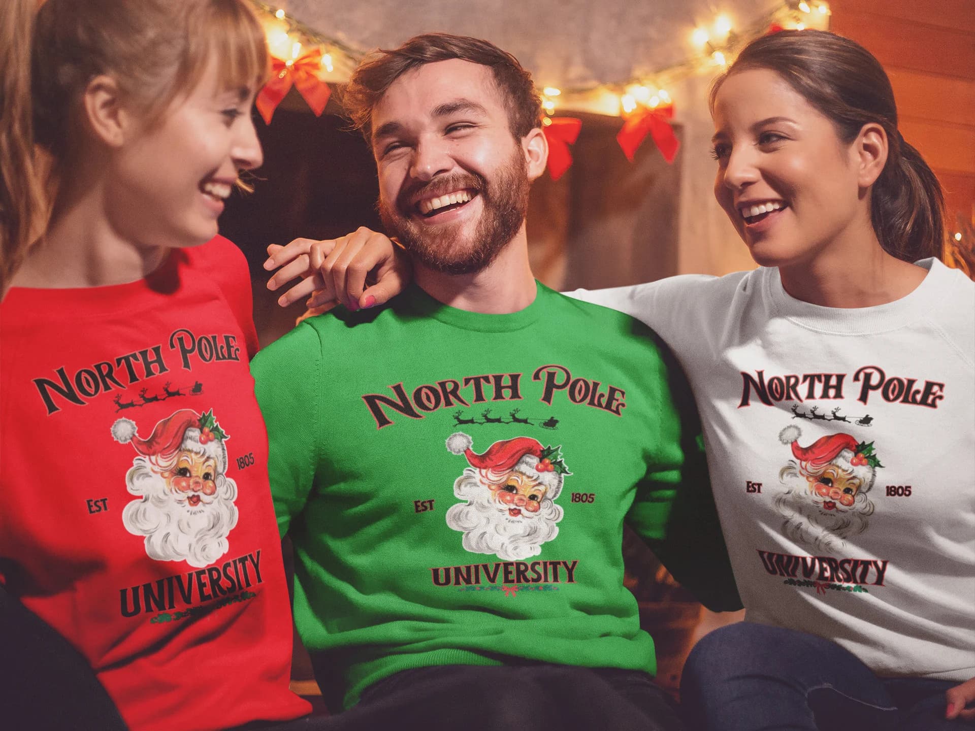 Christmas Santa Sweatshirt Santa Claus Xmas Pullover Holiday Sweater North Pole University Cute Trending Unisex Crewneck Sweatshirt - image 5