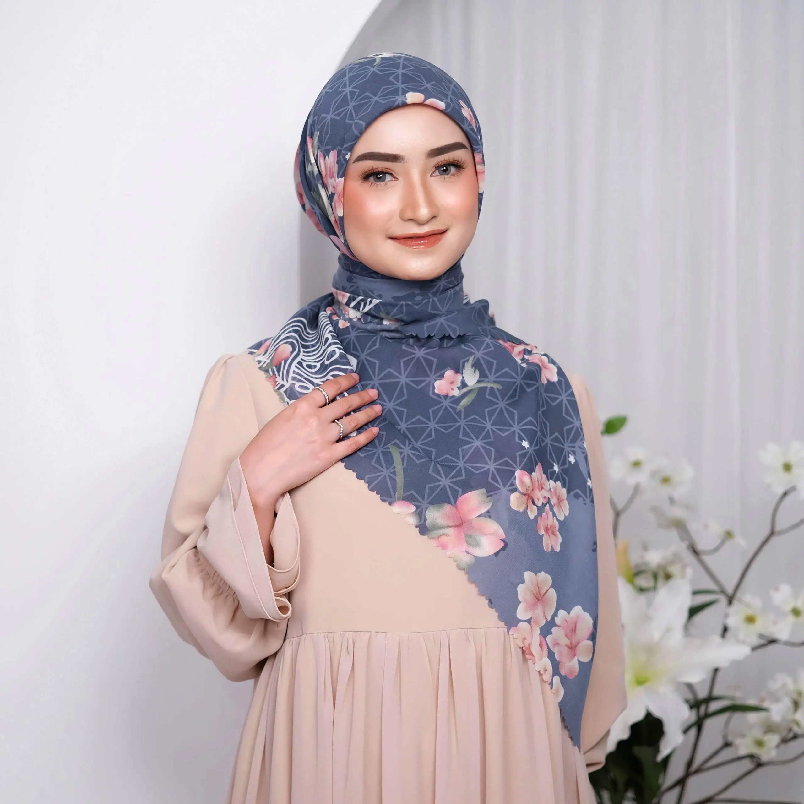 KAIFIYA Scarf, Limited Edition 3 Colors Premium Voile Square Hijab Scarf, Lightweight Shawl Scarves Wrap Floral Flower Muslim Gift for Women - image 5