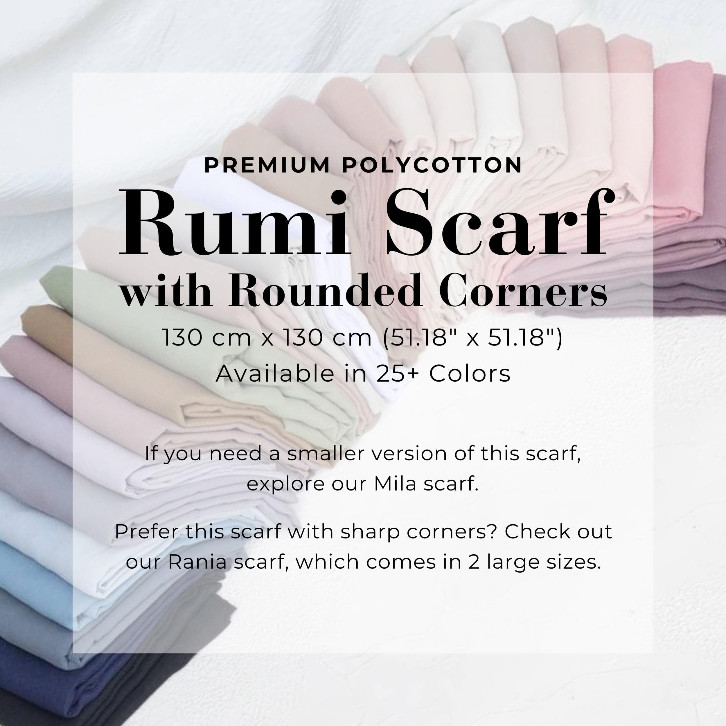 RUMI Scarf with Rounded Corners, Large Square Hijab Scarf, Lightweight Shawl Wrap Scarves, Head Scarf, Head Covers, Muslim Gifts for Women