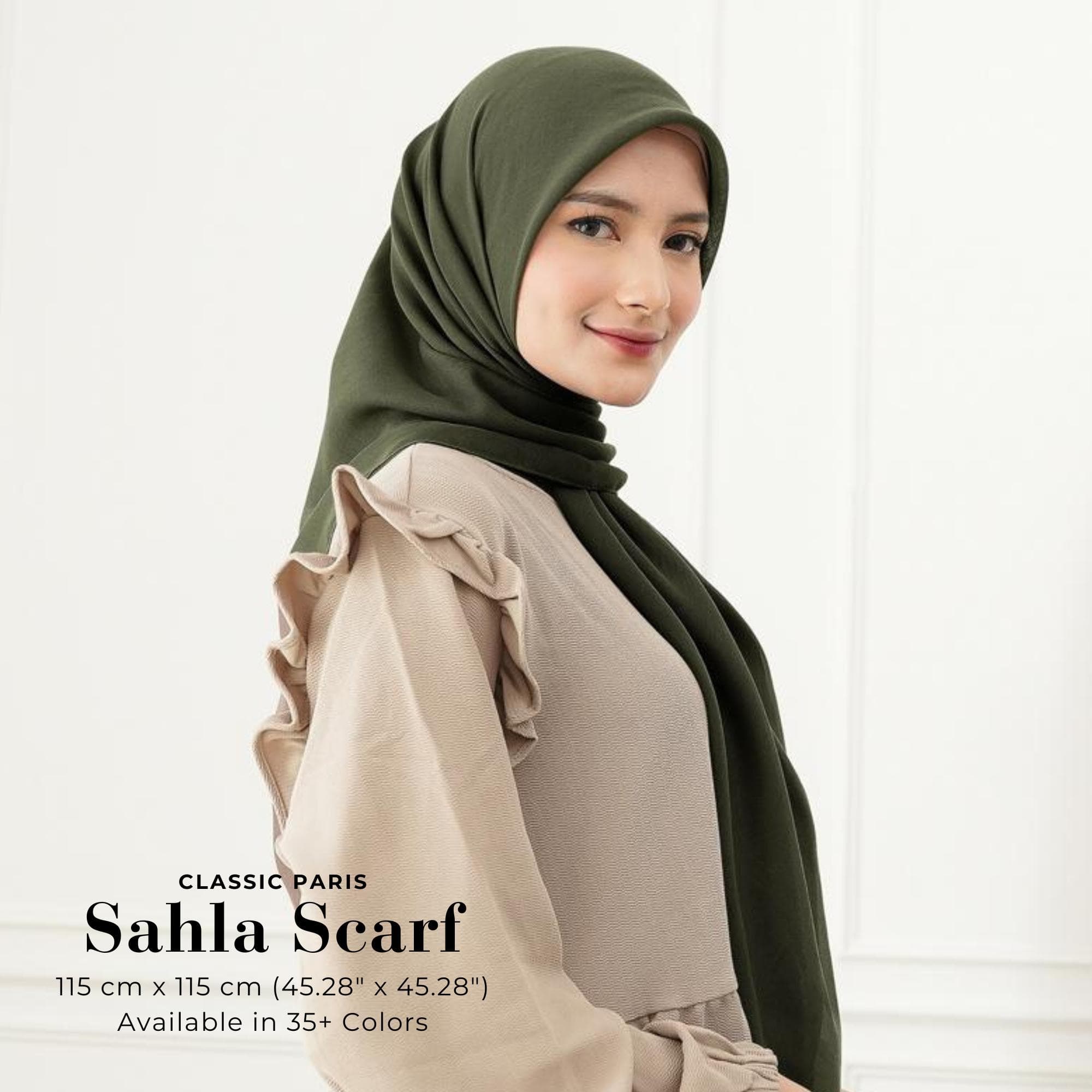 SAHLA Scarf, 36 Colors Classic Paris Square Hijab Headscarf, Lightweight Shawls Scarves Wraps, Head Covers