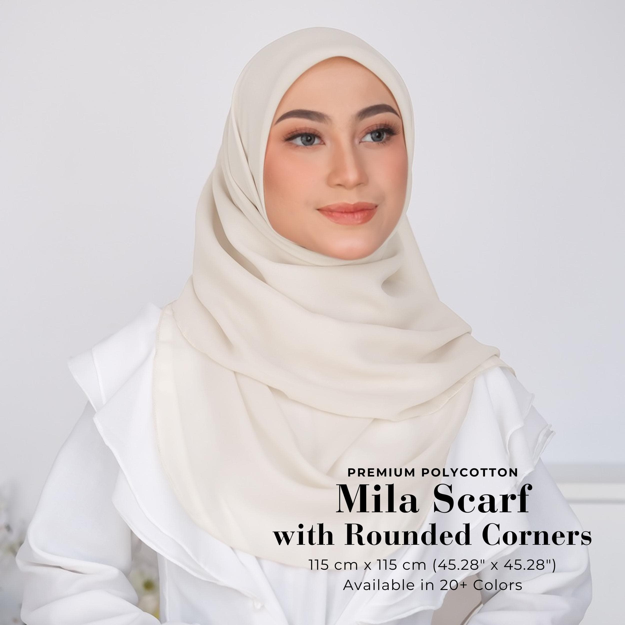 MILA Scarf with Rounded Corners, Square Hijab Scarf, Lightweight Shawl Wrap Scarves, Head Scarf, Head Covers, Islamic Muslim Gifts for Women