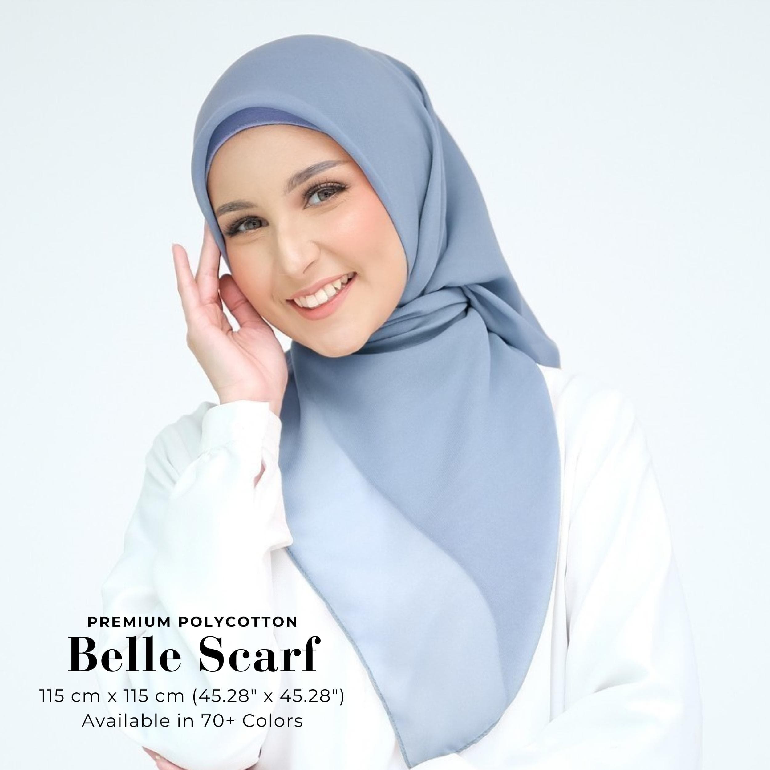 BELLE Scarf, 70 Colors Square Hijab Scarf, Lightweight Shawl Wrap Scarves, Head Scarf, Head Covers, Cute Muslim Gift for Women, Islamic Gift
