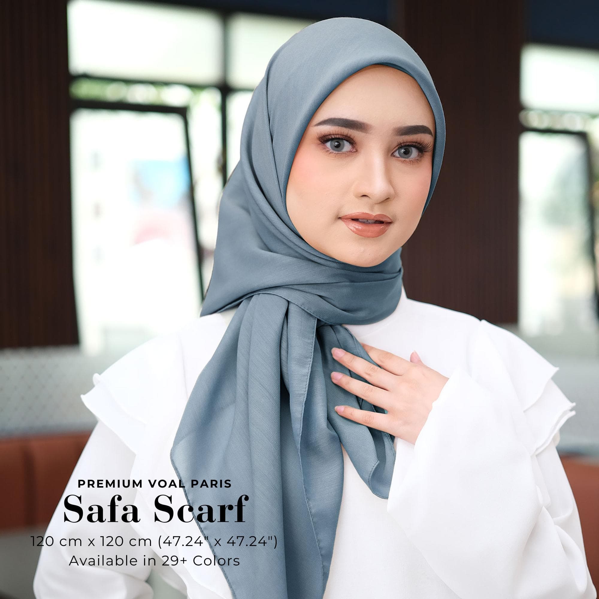 SAFA Scarf, 29 Colors Premium Voal Paris Square Hijab Headscarf, Shawls, Covers, Wraps