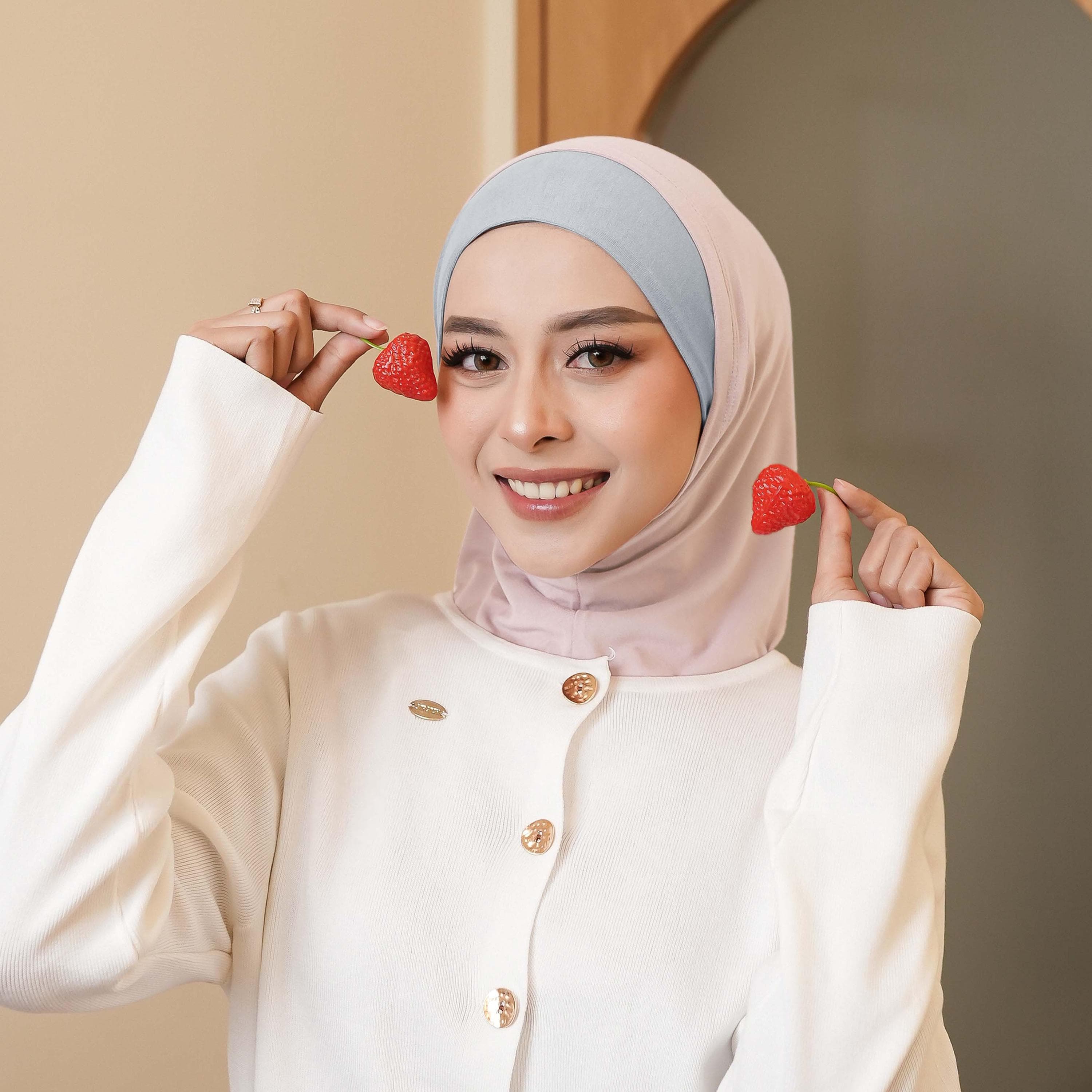 PARVANA Two-Tone Head Cover with Inner Securing Ties, Quick Easy Wear No Pin One-Piece Instant Hijab Pink Sage Green Matcha - image 4