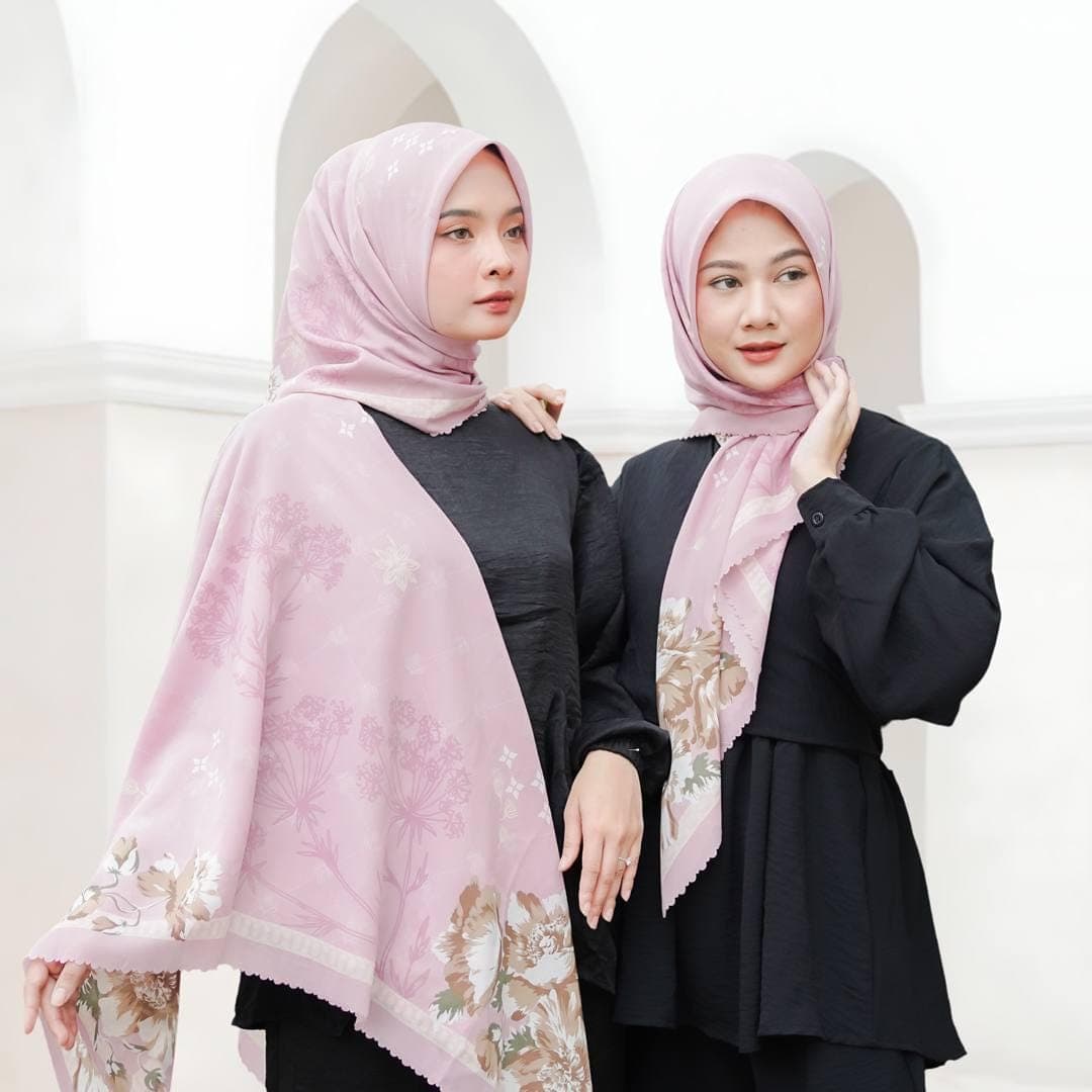 MIRA Scarf, Limited Edition 4 Colors Premium Voile Square Hijab Scarf, Lightweight Shawls Scarves Wrap Floral Flower, Muslim Gifts for Women