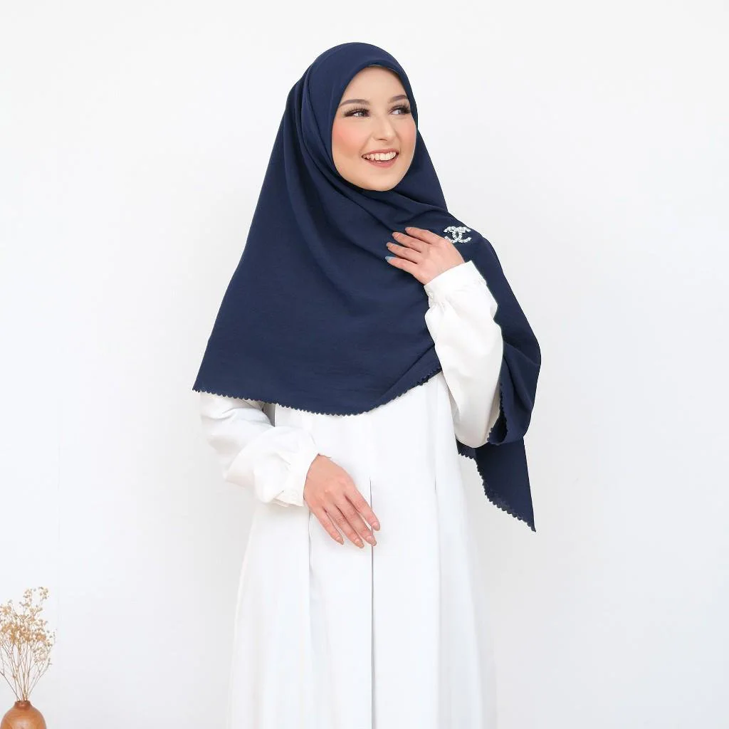 HANA Scarf, 22 Colors Extra Large Premium Diamond Crepe Square Hijab Shawl with Scalloped Edges - image 5