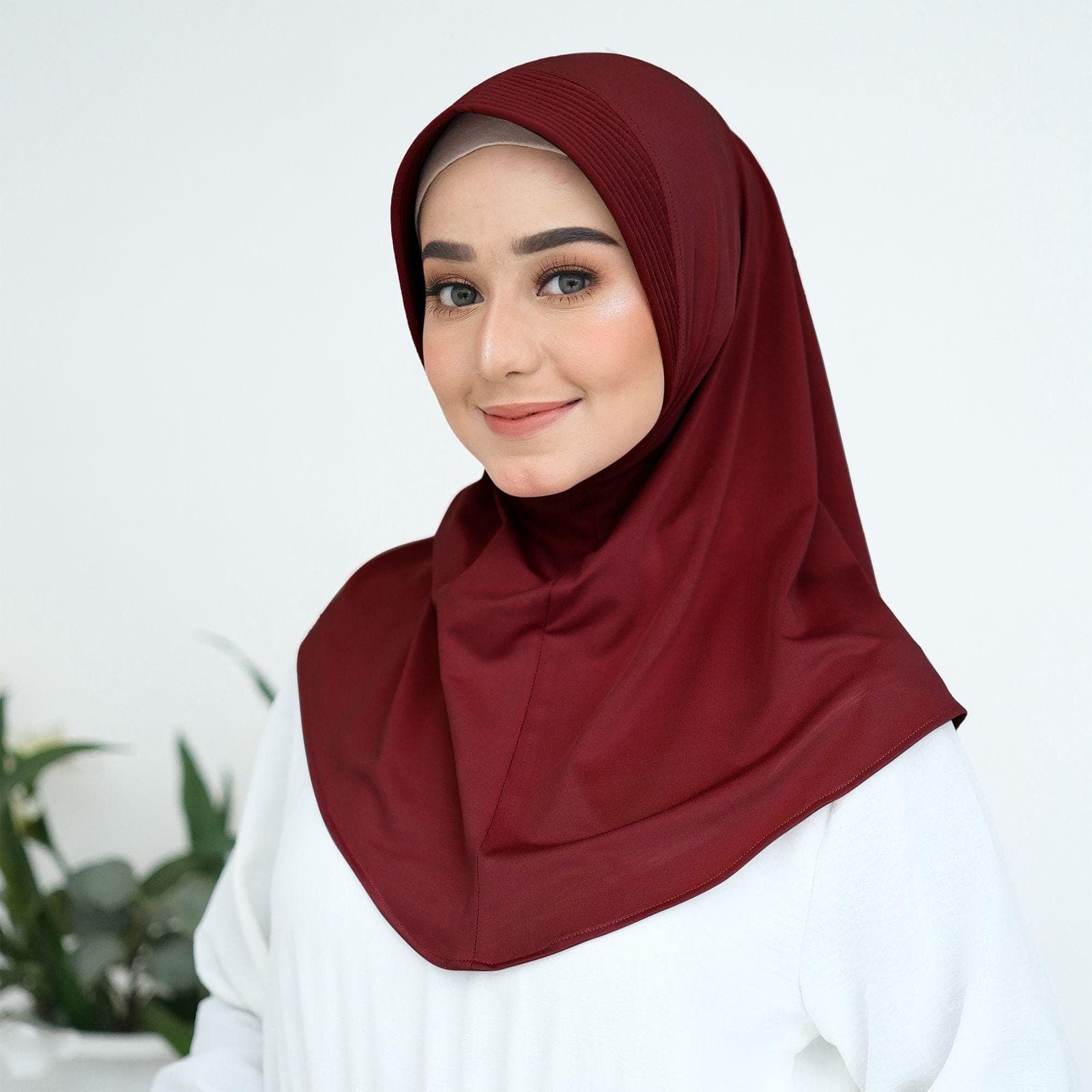 HANIA Instant Hijab: 26 colors Spandex Lycra Slip-On No-Pin One-Piece Hijab Travel, Lightweight Active Hijab Sport