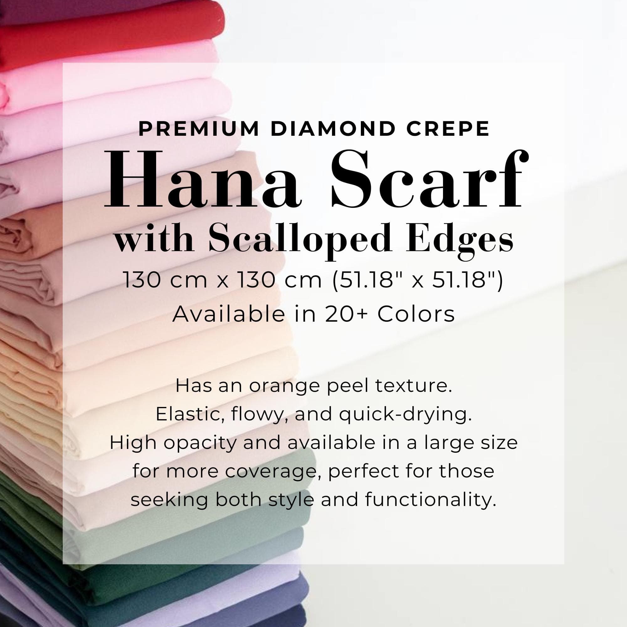 HANA Scarf, 22 Colors Extra Large Premium Diamond Crepe Square Hijab with Scalloped Edges, Lightweight Shawls Wraps, Muslim Gifts for Women - image 3