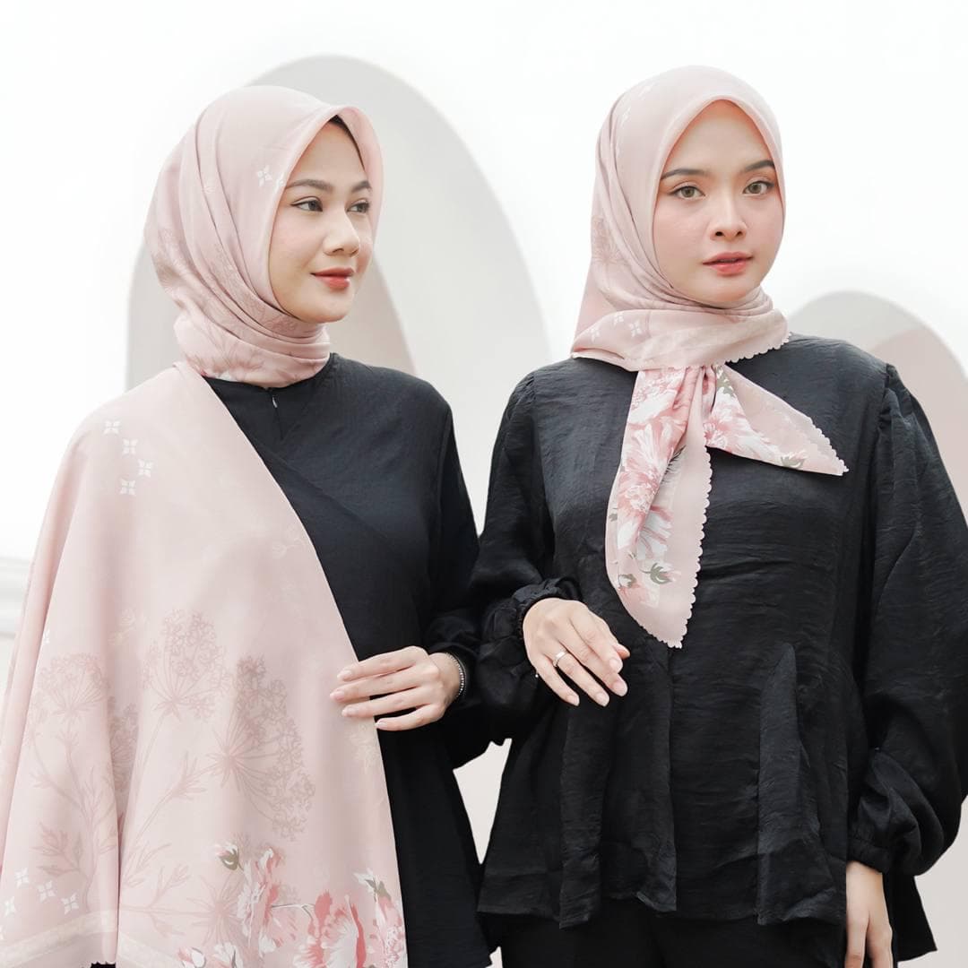 MIRA Scarf, Limited Edition 4 Colors Premium Voile Square Hijab Scarf, Lightweight Shawls Scarves Wrap Floral Flower, Muslim Gifts for Women