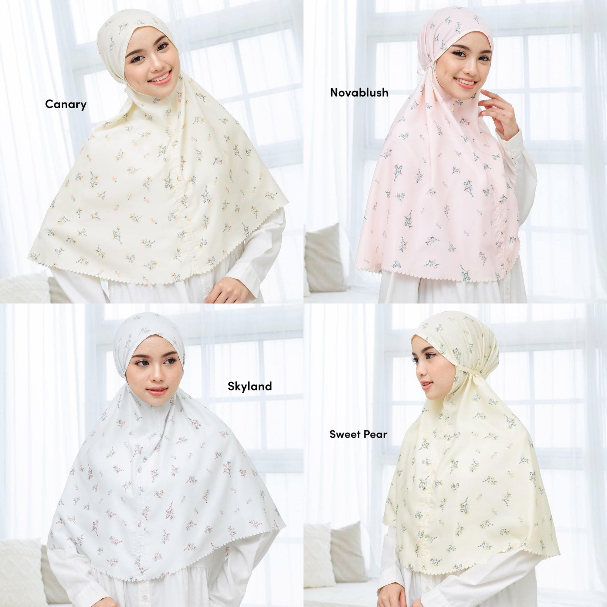 QAMIRA Instant Hijab, Floral Slip-On Daily Hijab Tie Back Quick Easy Wear No Pin Travel Hijab One-Piece Lightweight Long Hijab Syar’i Muslim - image 3