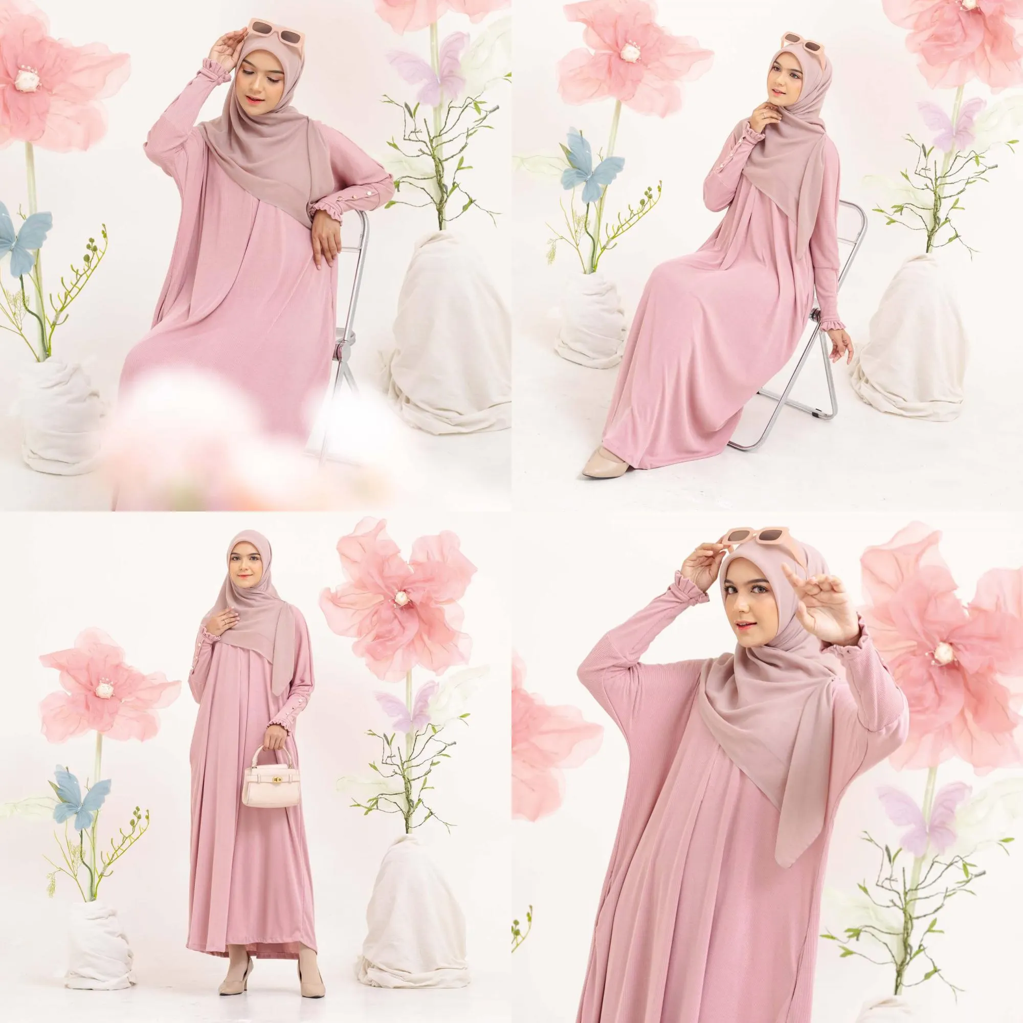 AZA Dress, 6 Colors Premium Knit Loose Maxi Dress with Long Sleeves and a Pocket, Zippers at the Neck and Sleeves, Muslim Women Modest Wear - image 5