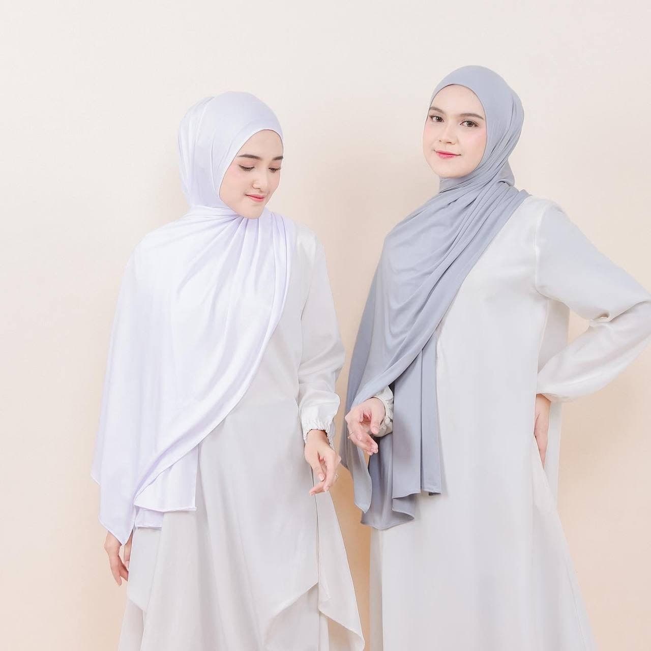 RAHILAH Instant Hijab, 12 Colors Jersey Hijab Shawl, Quick Easy Wear No Pin Slip On One Piece Hijab Shayla Gray, Cute Muslim Gifts for Women - image 4