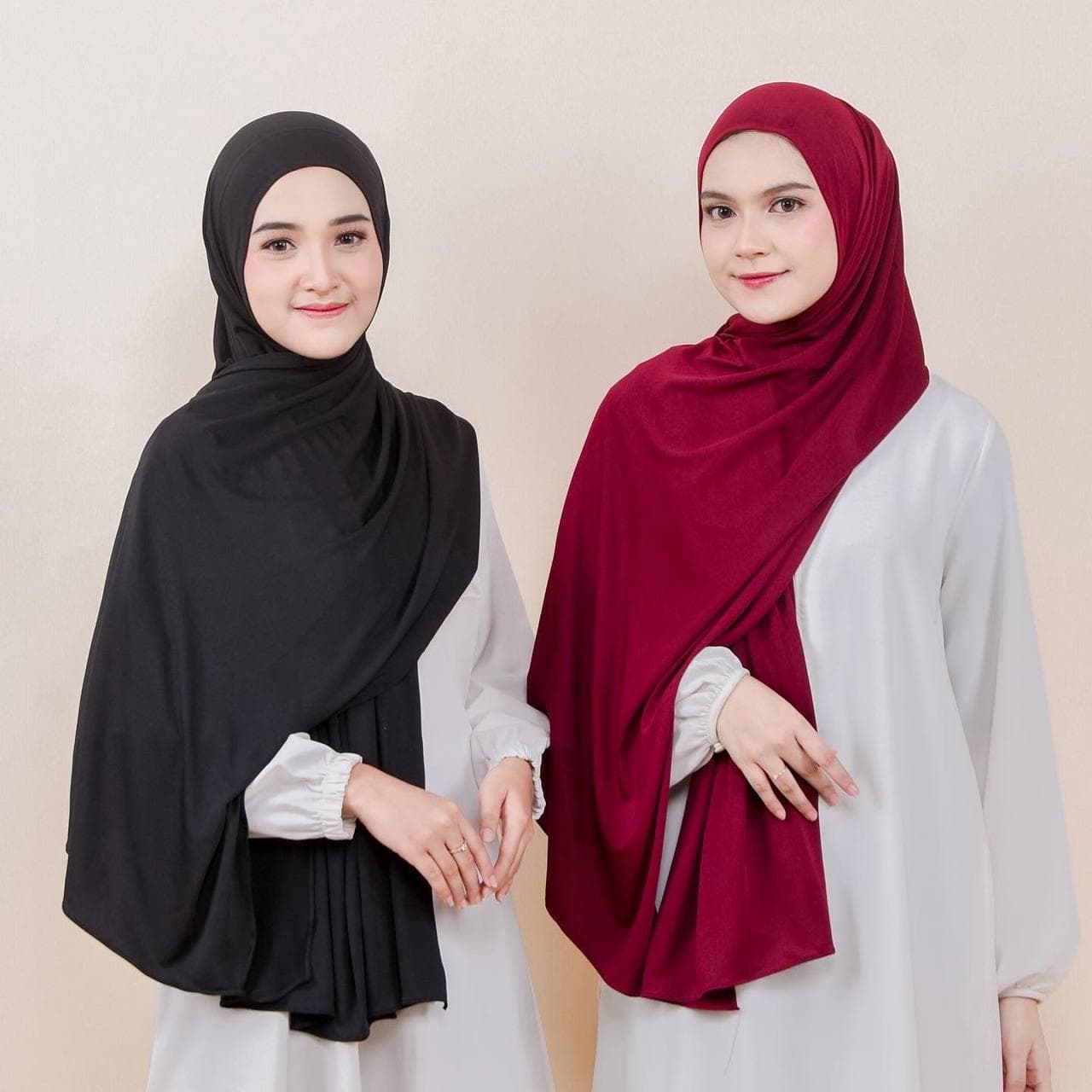 RAHILAH Slip On Hijab Scarf, 12 Colors Jersey Hijab Shawl, Quick Easy Wear No Pin Slip On One Piece Hijab Shayla Maroon - image 3