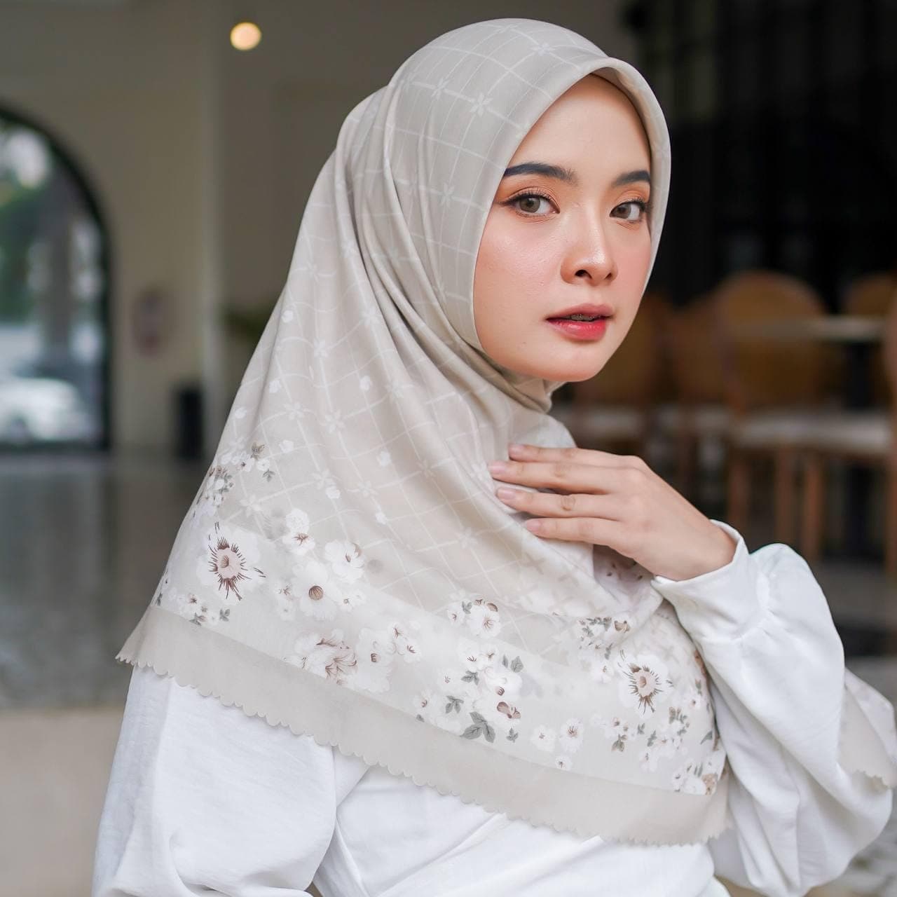FARA Scarf, Limited Edition 4 Colors Premium Voile Square Hijab Scarf, Lightweight Shawls Scarves Wrap Floral Flower, Muslim Gifts for Women - image 4