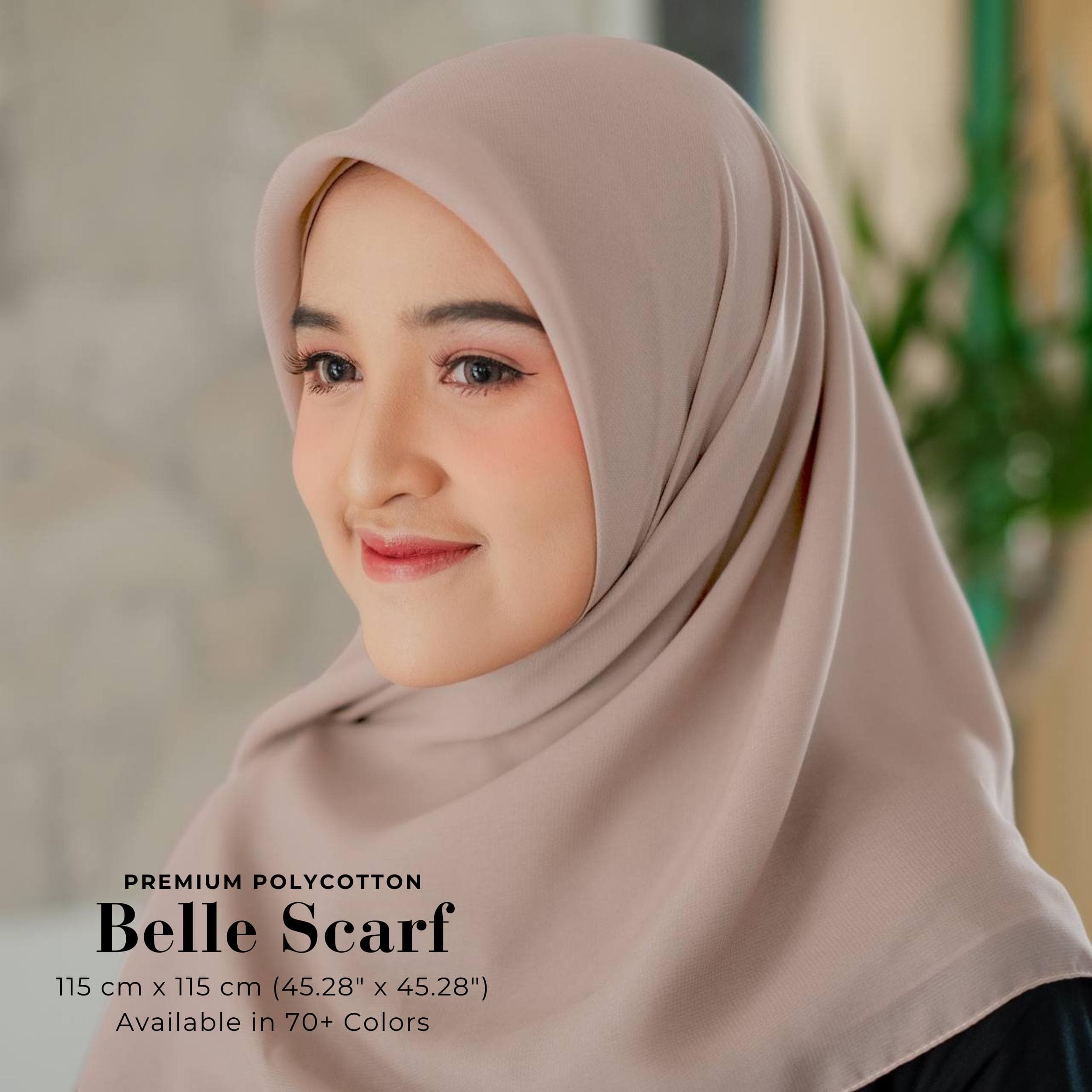 BELLE Scarf, 70 Colors Premium Polycotton Square Hijab Headscarf, Lightweight Shawls Scarves Wraps, Head Covers, Cute Muslim Gifts for Women - image 3