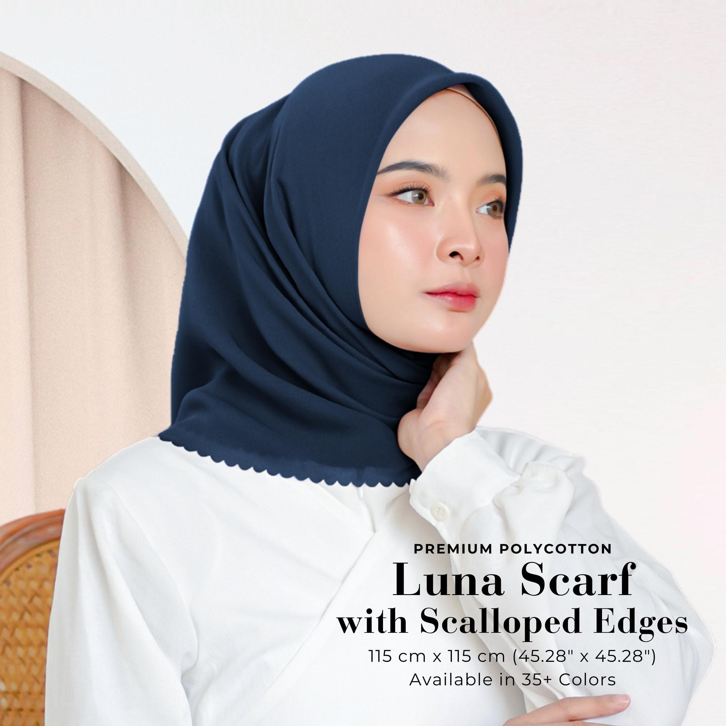 LUNA Scarf with Scalloped Edges, Square Hijab Scarf, Lightweight Shawl Wrap Scarves, Head Scarf, Head Covers, Islamic Muslim Gifts for Women - image 4