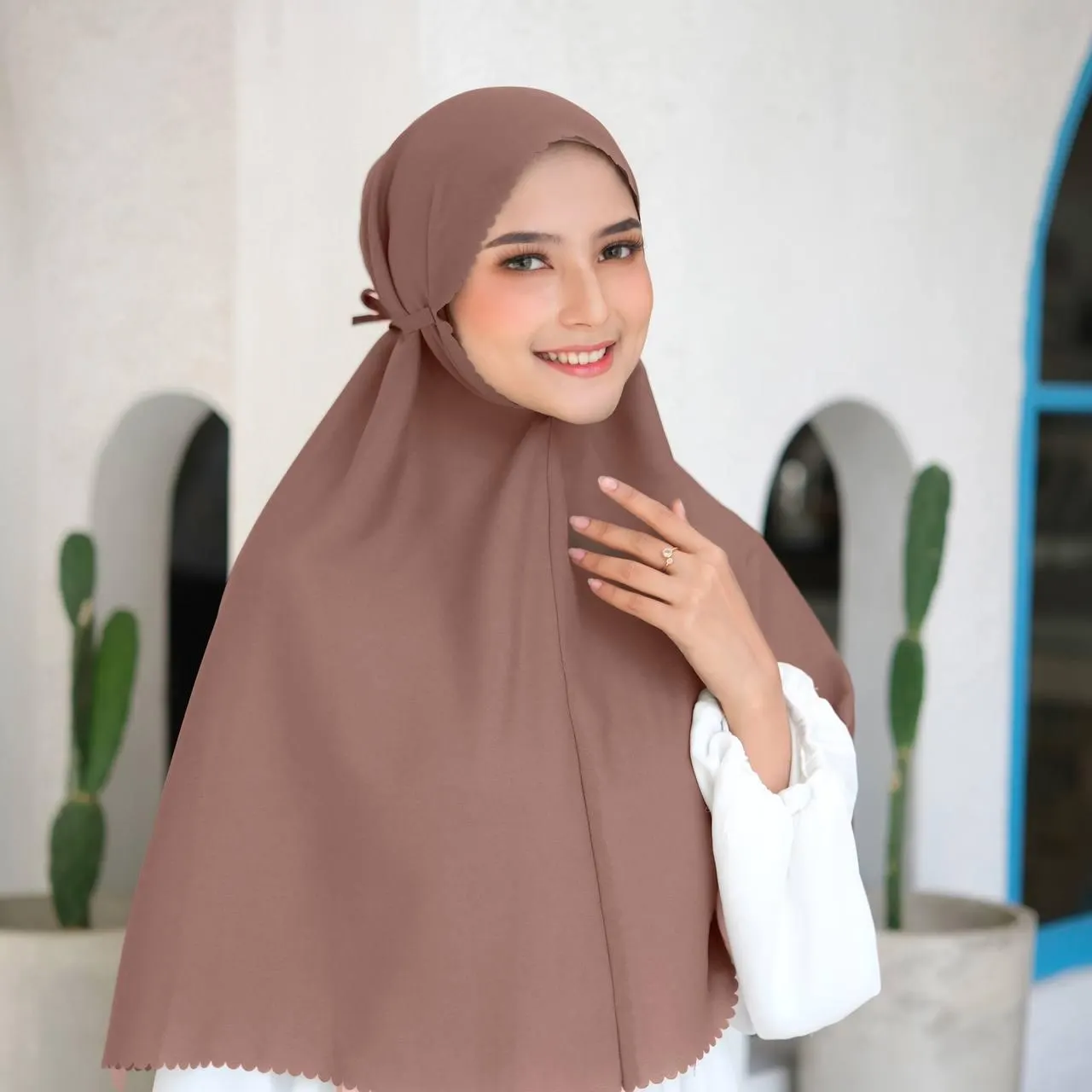 NAZEEYA Instant Hijab, 21 Colors Premium Diamond Crepe Khimar hijab Travel, Quick Easy Wear, Slip On, Tie Back, No Pin, One Piece Hijab Pink - image 4