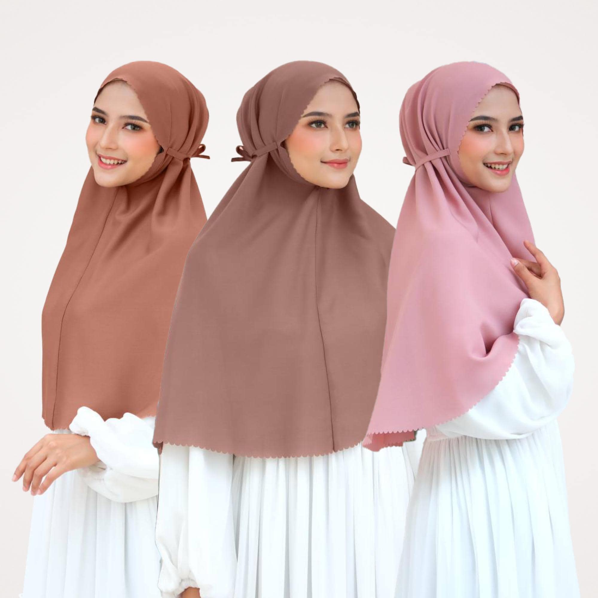 NAZEEYA Instant Hijab, 21 Colors Premium Diamond Crepe Khimar hijab Travel, Quick Easy Wear, Slip On, Tie Back, No Pin, One Piece Hijab Pink