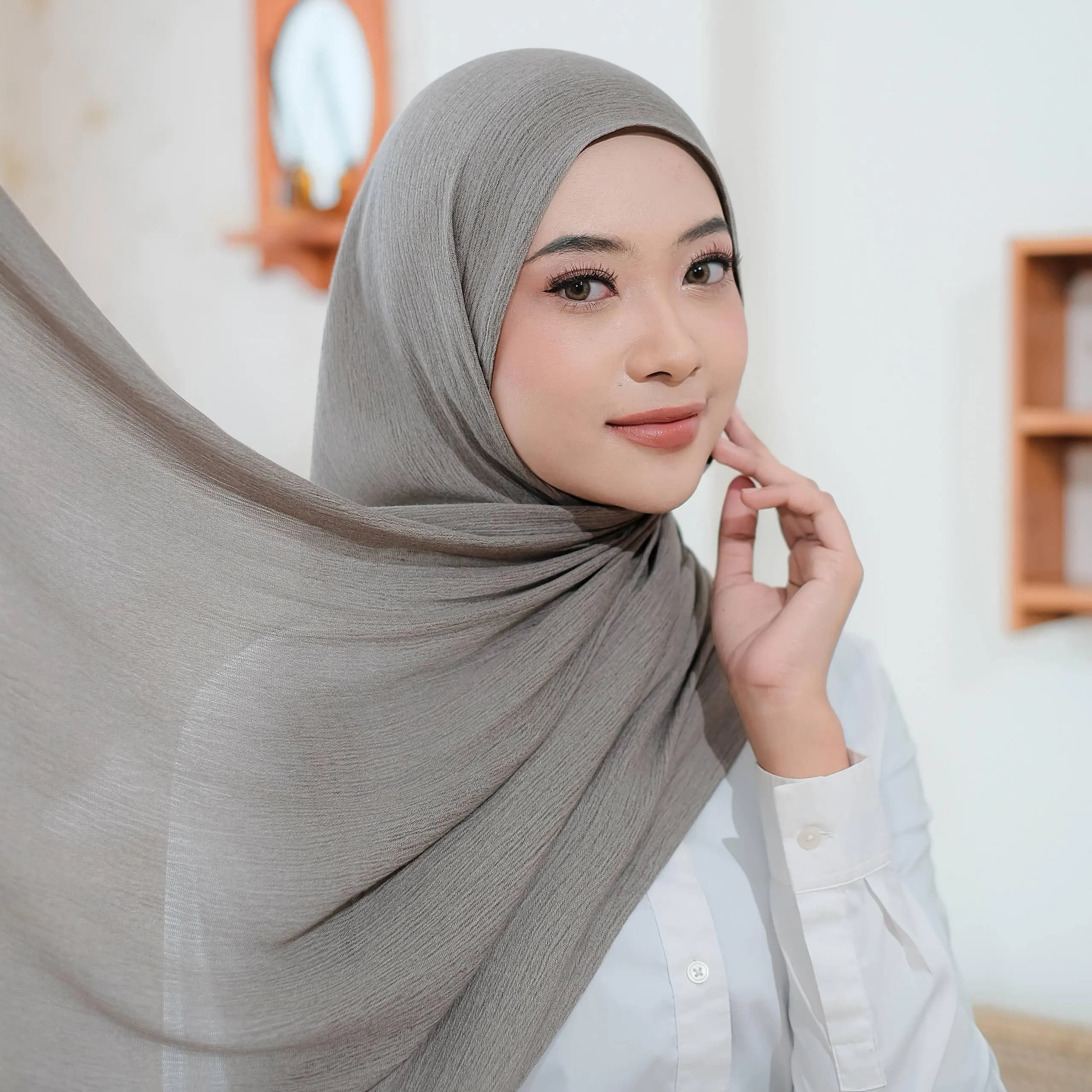 LANA Scarf, 13 colors Bamboo Viscose Highlight Hijab Shawl, Shayla, Headscarf, Head Wrap, Brown Earth Tone Neutral Color Head Cover - image 3