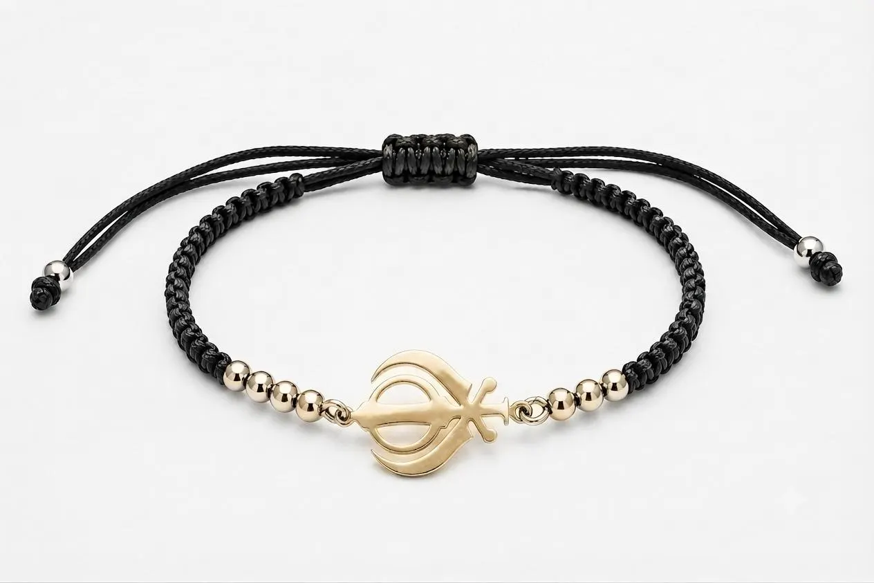 Khanda Charm, Khanda Rakhi, Ek Onkar Bracelet, Modern Rakhi Bracelet, Punjabi jewelry, Raksha Bandan, Adjustable Faux Leather Bracelet - image 2