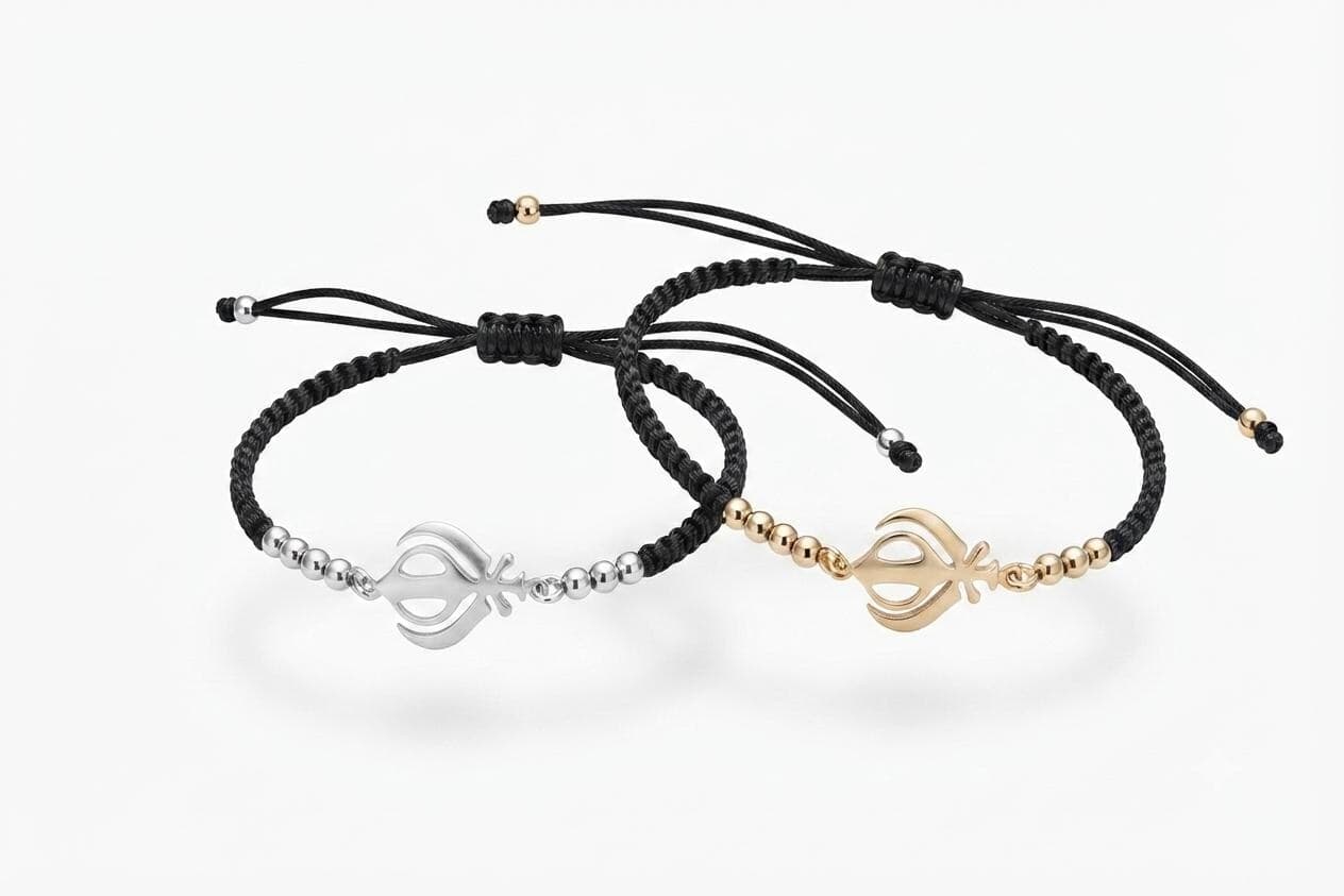 Khanda Charm, Khanda Rakhi, Ek Onkar Bracelet, Modern Rakhi Bracelet, Punjabi jewelry, Raksha Bandan, Adjustable Faux Leather Bracelet - image 3