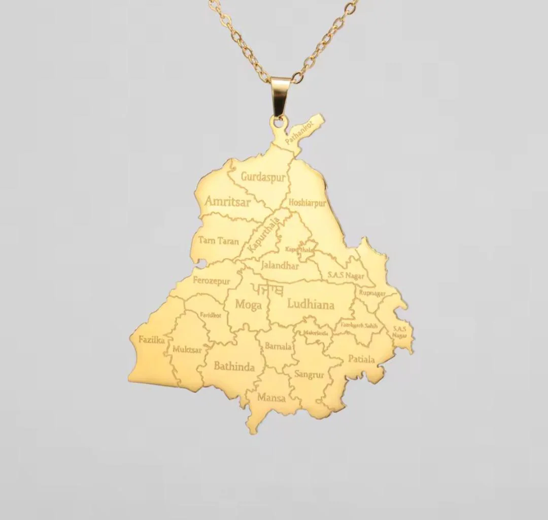 Sikh Faith Punjab Map Necklace / Silver / Gold / Panjab Necklace - image 4
