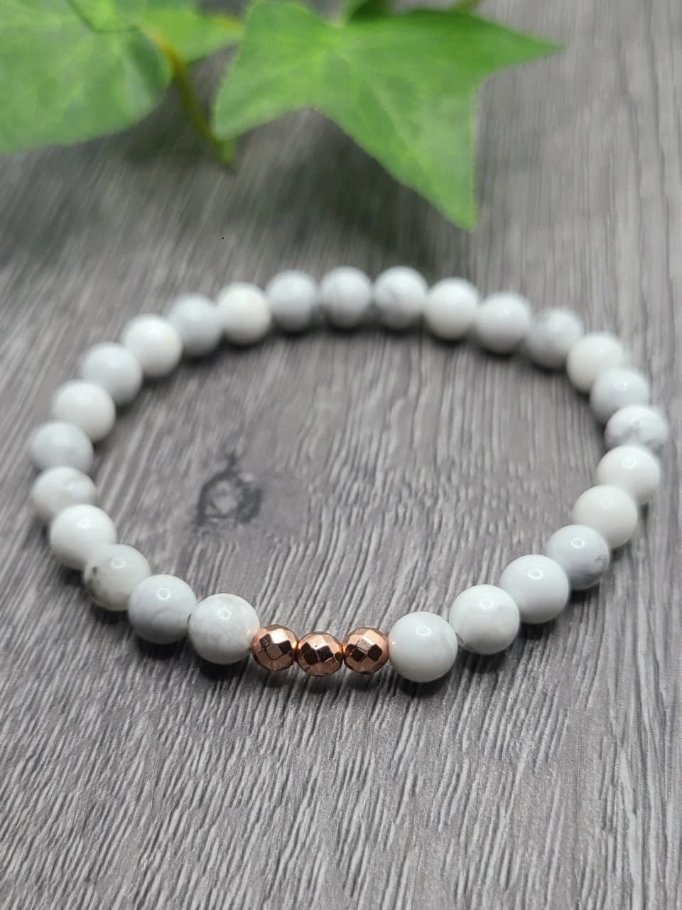 Pink Love Rose Quartz Healing Stone Bracelet/Howlite Stone Set with Rose Gold Hematite Beads / Valentine's Day Gift for Her - image 4