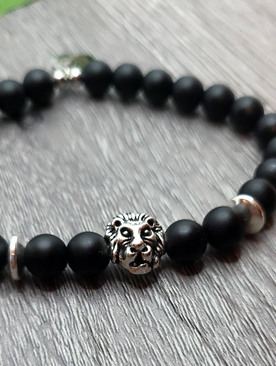 Khanda Bracelet - 8 mm Black Bracelet - Lion Charm Bracelet- Gifts for Him - Gifts for Her - Sikh Jewelry, Punjabi Jewelry Handmade Bracelet - image 4