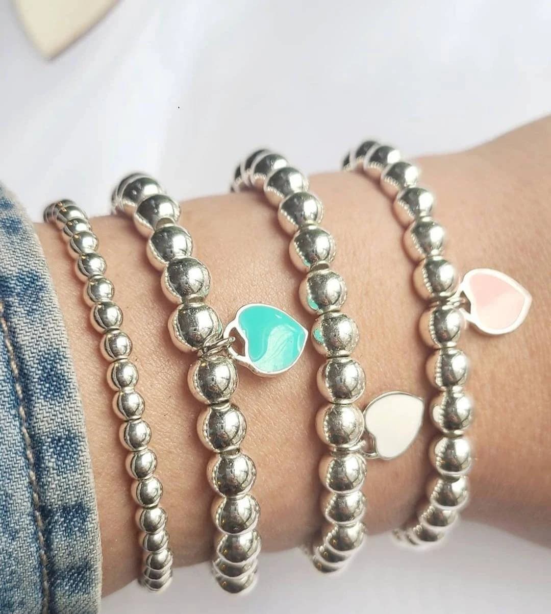 White Heart Silver Charm/Pendent with Hematite Stone bracelet for Her/ Mother's Day/ Birthday Gift for Her / Valentine's Day Gift for Her - image 5