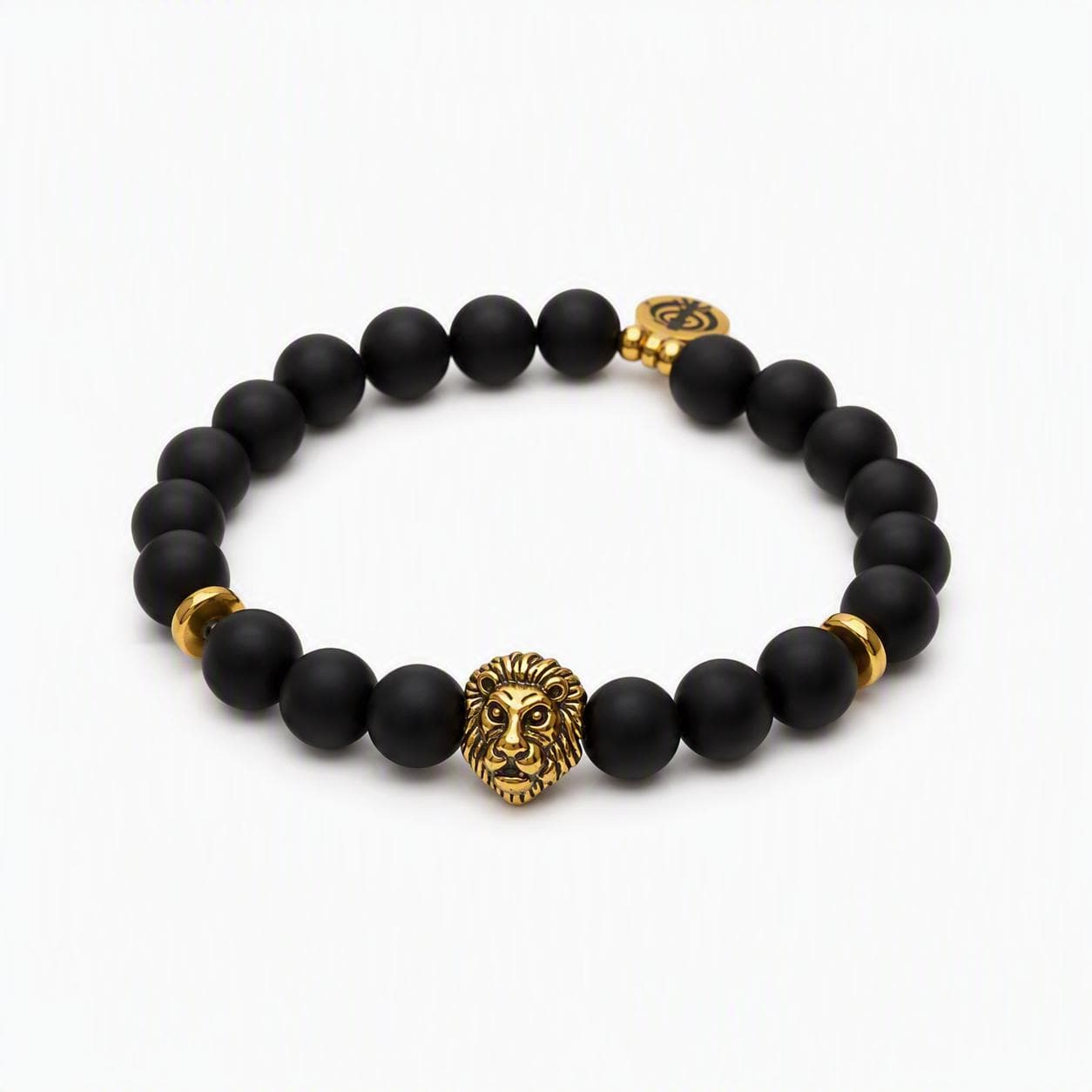 10 mm Matte Black Agate Lion/Khanda Men's Bracelet Gifts for Him - image 5