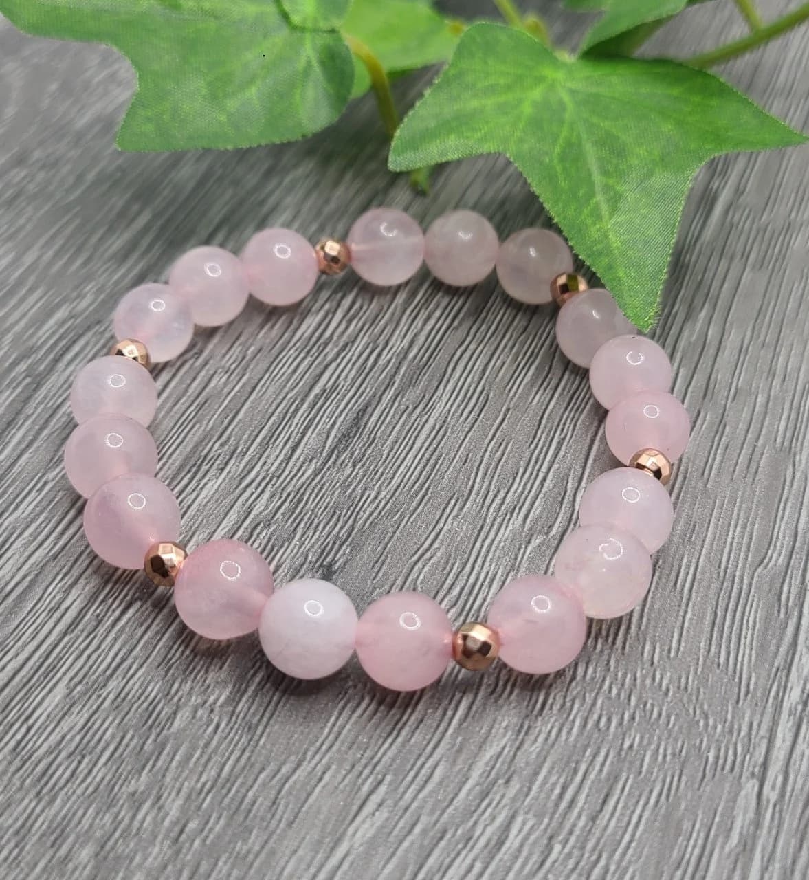 Pink Love Rose Quartz Healing Stone Bracelet/Howlite Stone Set with Rose Gold Hematite Beads / Valentine's Day Gift for Her - image 3