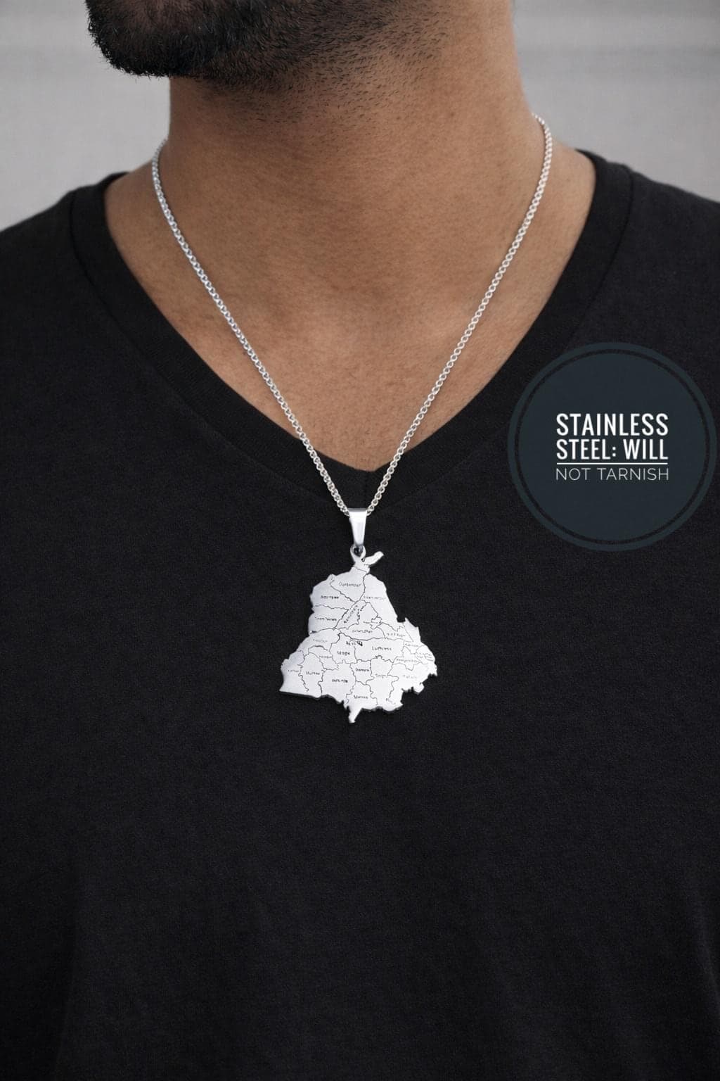 Sikh Faith Punjab Map Necklace / Silver / Gold / Panjab Necklace