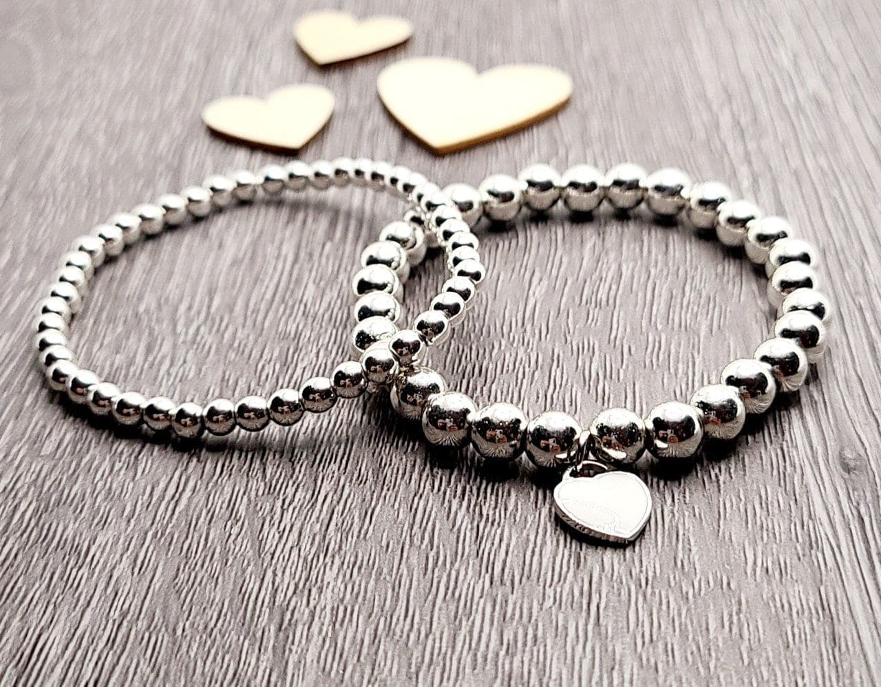 White Heart Silver Charm/Pendent with Hematite Stone bracelet for Her/ Mother's Day/ Birthday Gift for Her / Valentine's Day Gift for Her