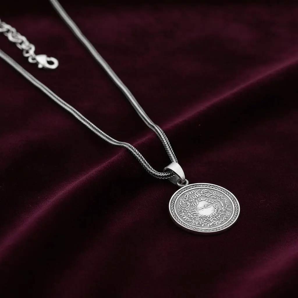 925 Sterling Silver Kıtmir Nazar Prayer Necklace, Islamic Protective Pendant, 60cm Chain - image 4