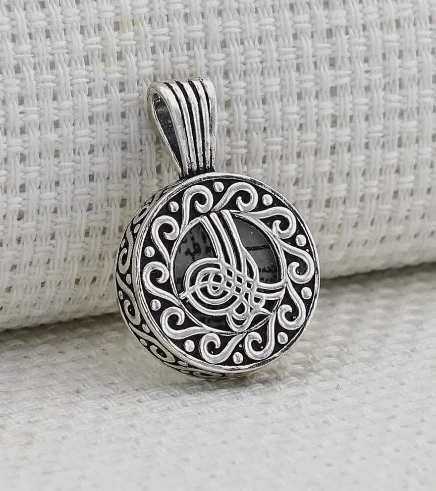 925 Sterling Silver Ottoman Tughra Pendant, Cevseni Kebir Prayer Necklace Charm - image 3